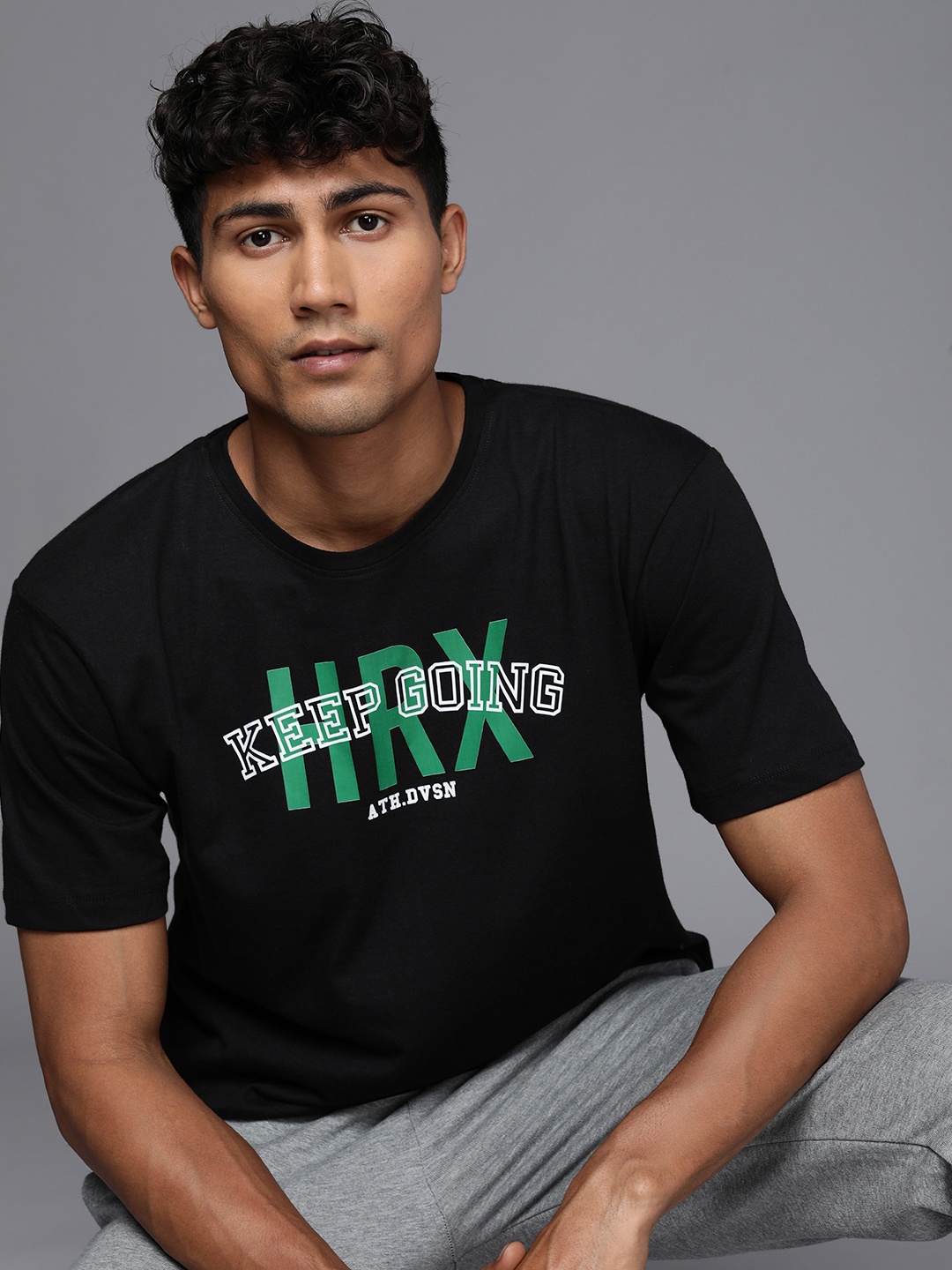

HRX by Hrithik Roshan Men Brand Logo Printed T-shirt, Black