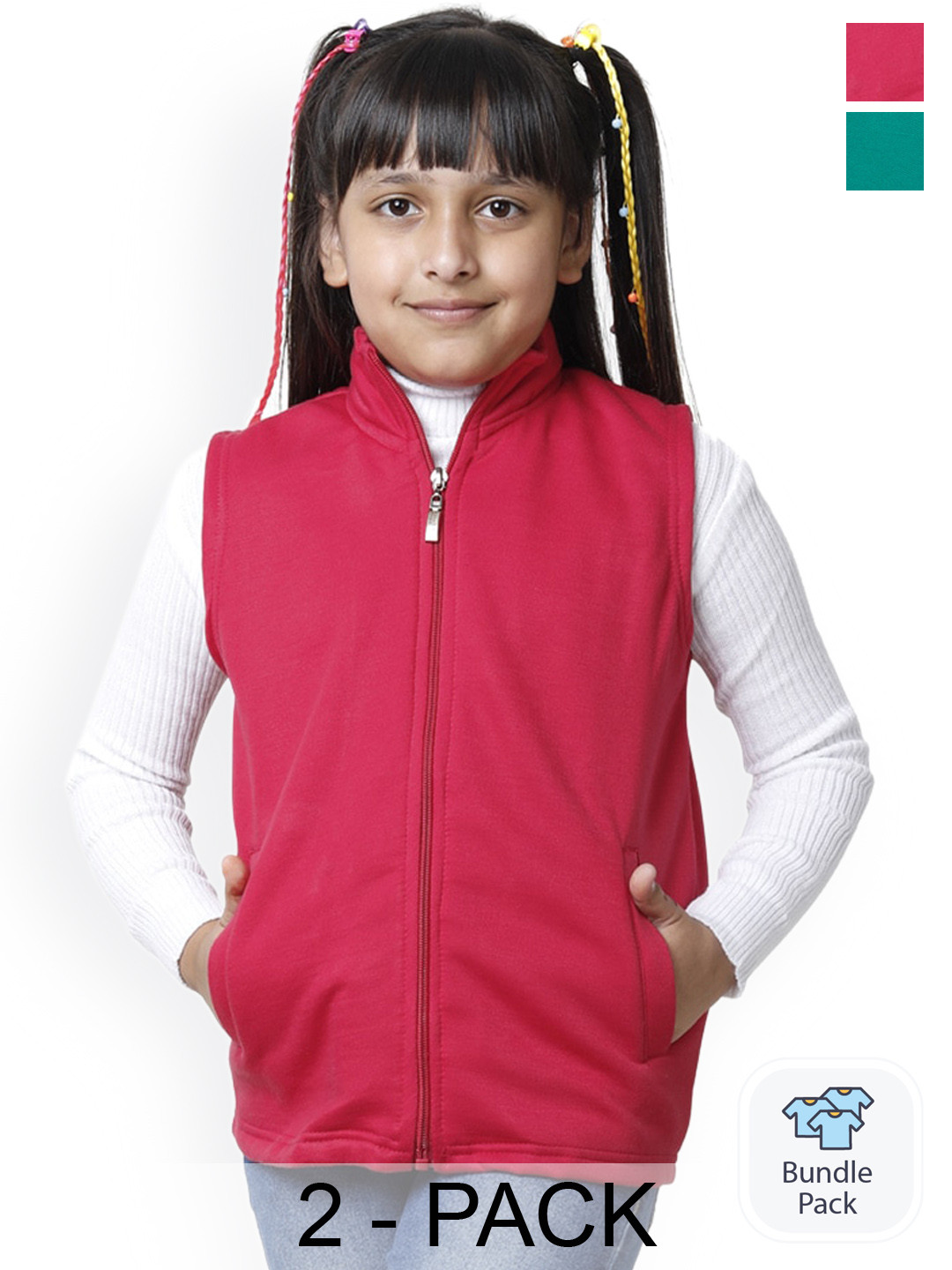 

BAESD Girls Pack Of 2 Fleece Lightweight Tailored Jacket, Red