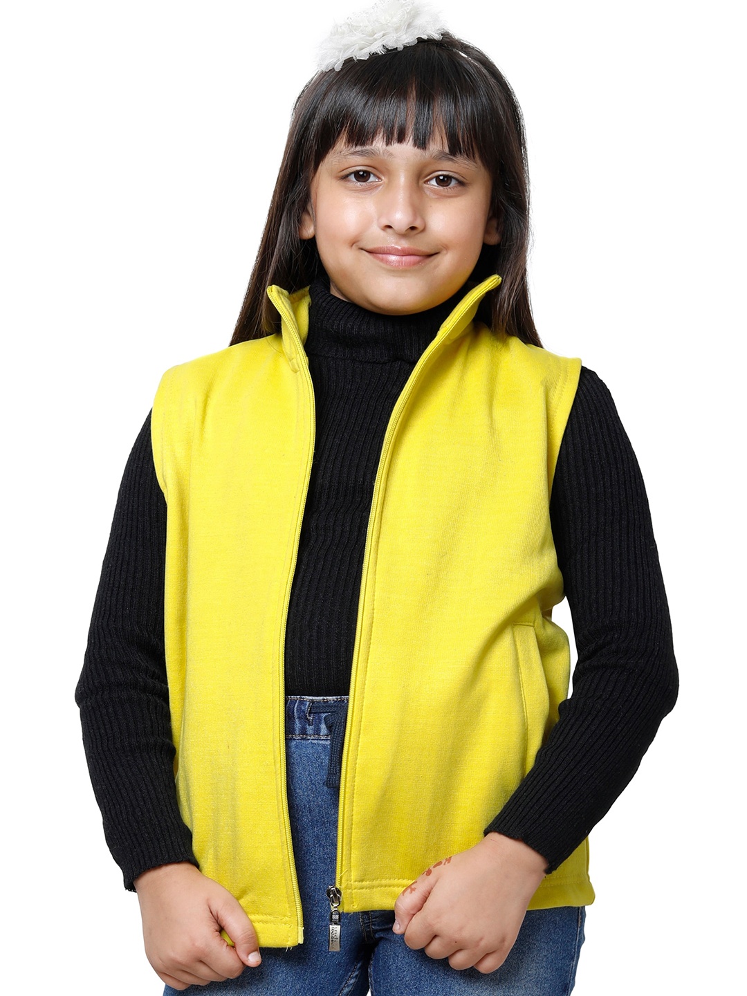 

BAESD Girls Fleece Lightweight Open Front Jacket, Yellow