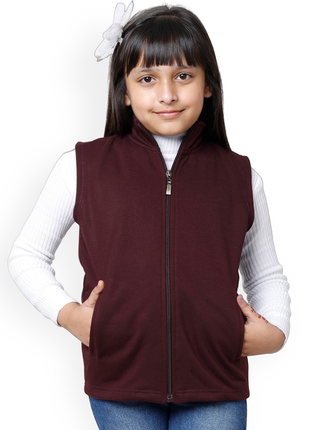 

BAESD Girls Fleece Lightweight Open Front Jacket, Brown