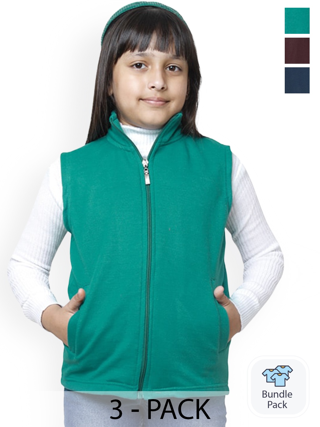 

BAESD Girls Pack of 3 Fleece Lightweight Crop Open Front Jacket With Patchwork, Multi