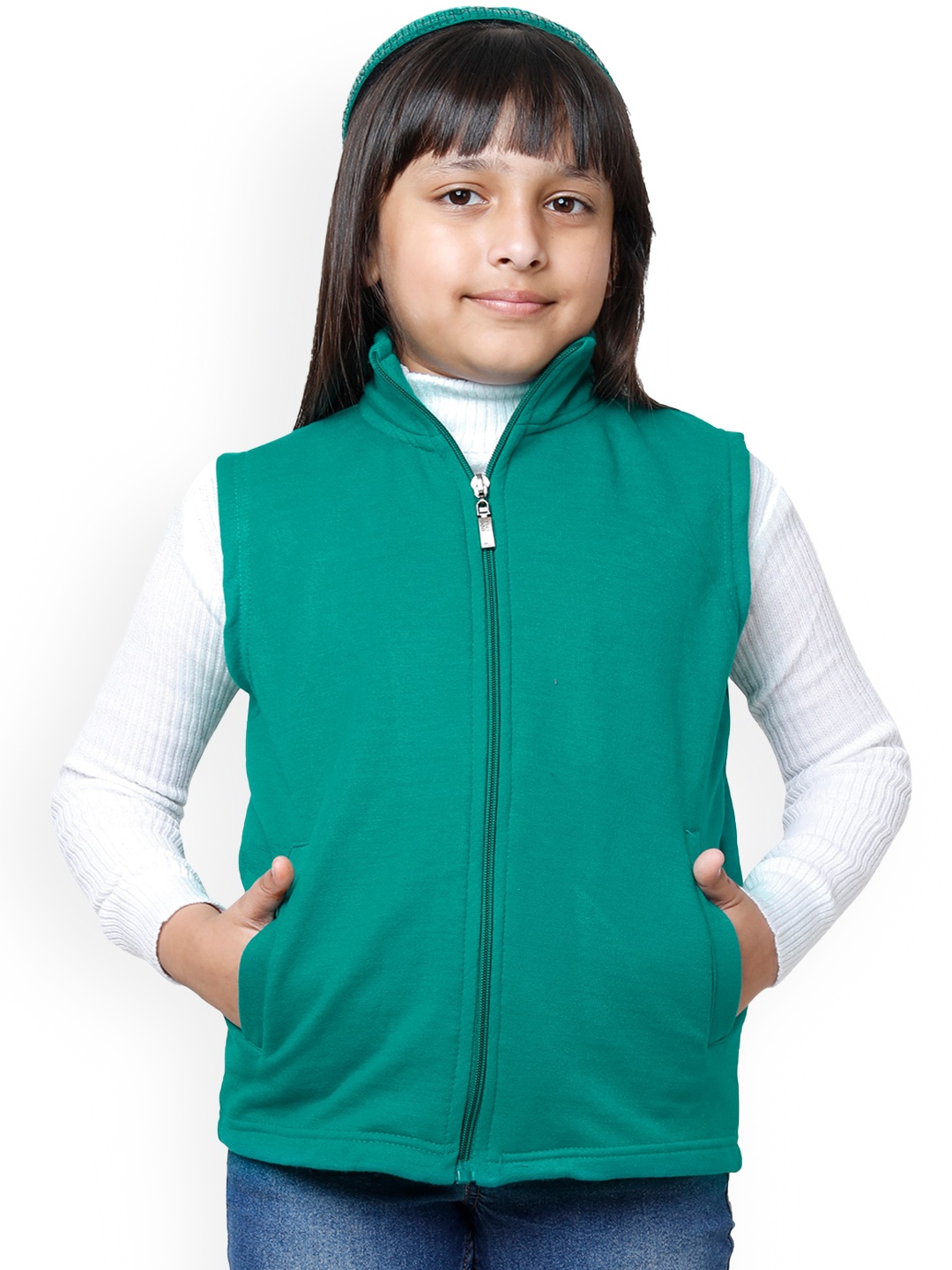 

BAESD Girls Fleece Lightweight Crop Padded Jacket With Embroidered, Turquoise blue
