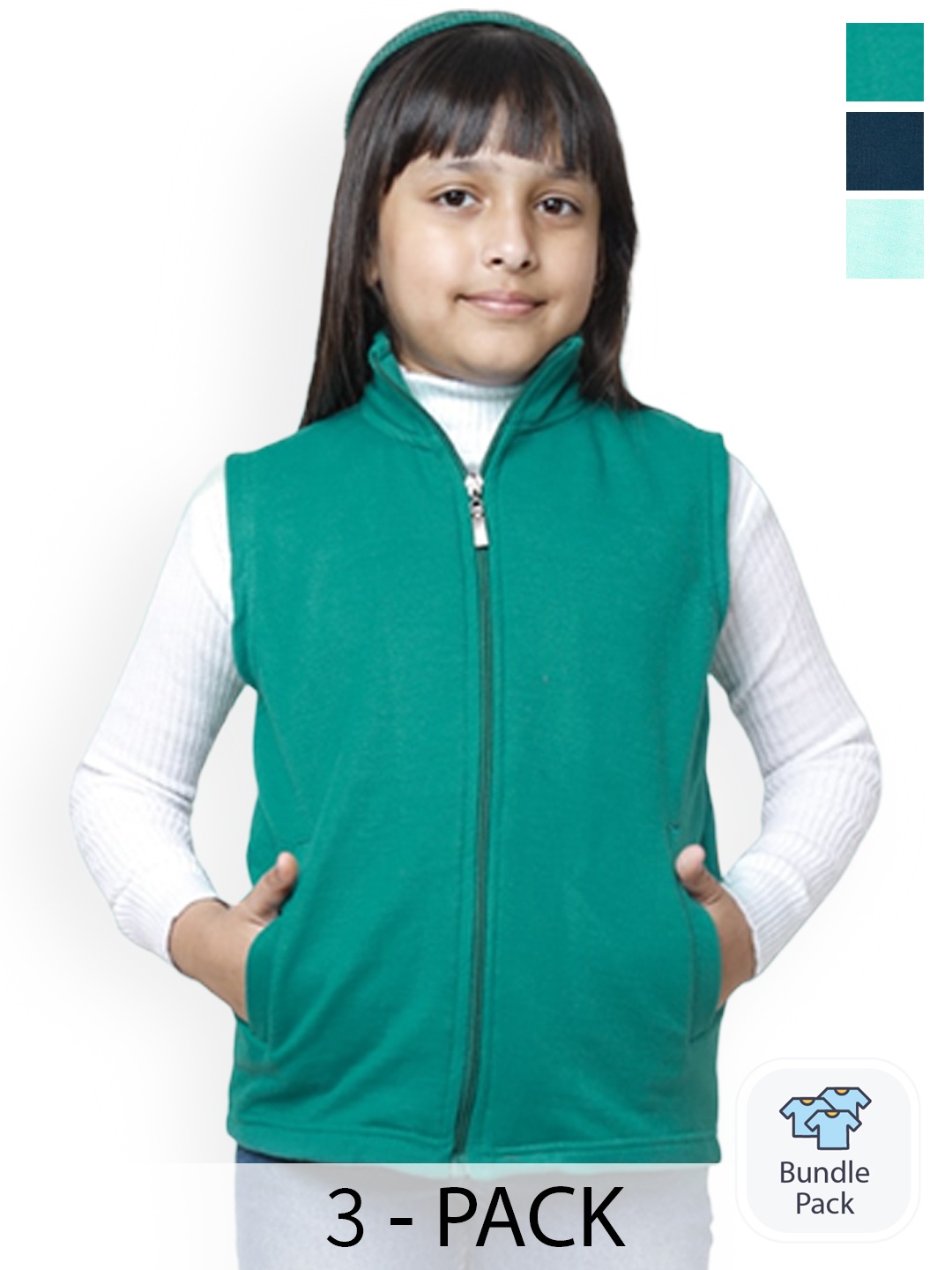 

BAESD Girls Pack Of 3 Lightweight Open Front Jacket, Green