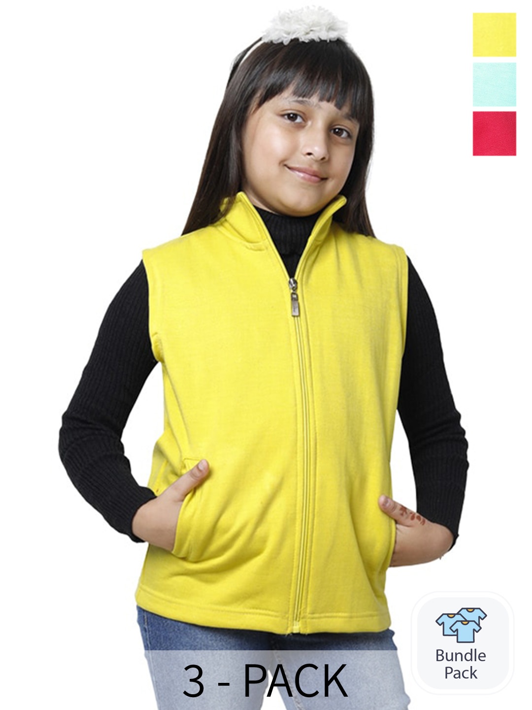 

BAESD Girls Pack Of 3 Lightweight Open Front Jacket, Yellow