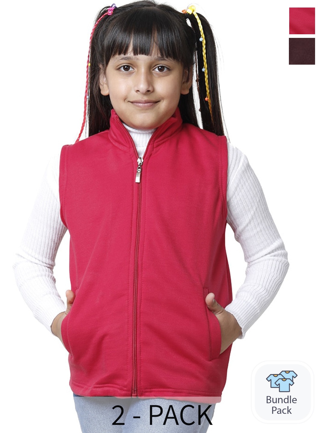 

BAESD Girls Pack Of 2 Fleece Lightweight Tailored Jackets, Pink