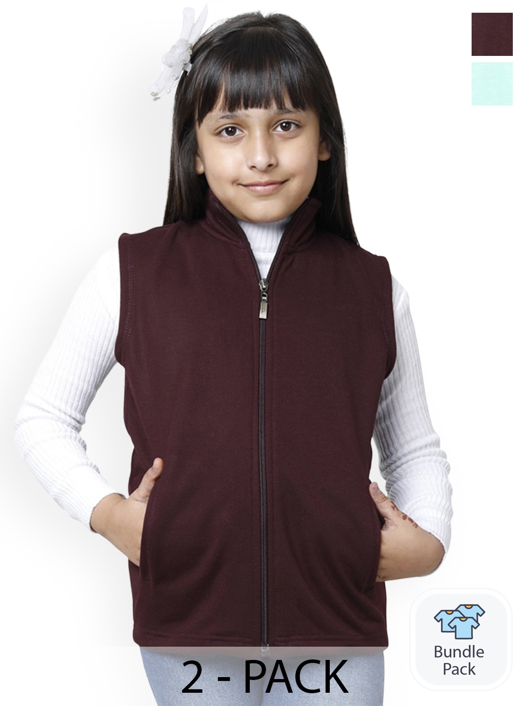 

BAESD Girls Pack of 2 Fleece Lightweight Crop Bomber with Patchwork Jacket, Maroon