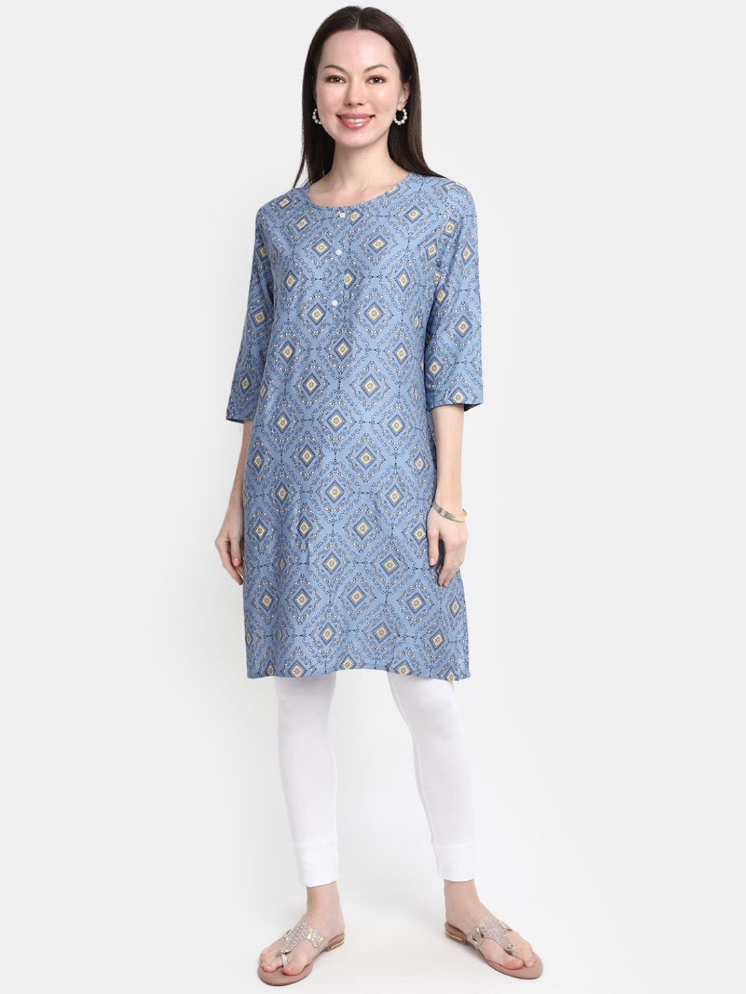 V-Mart Geometric Printed Kurta, Blue