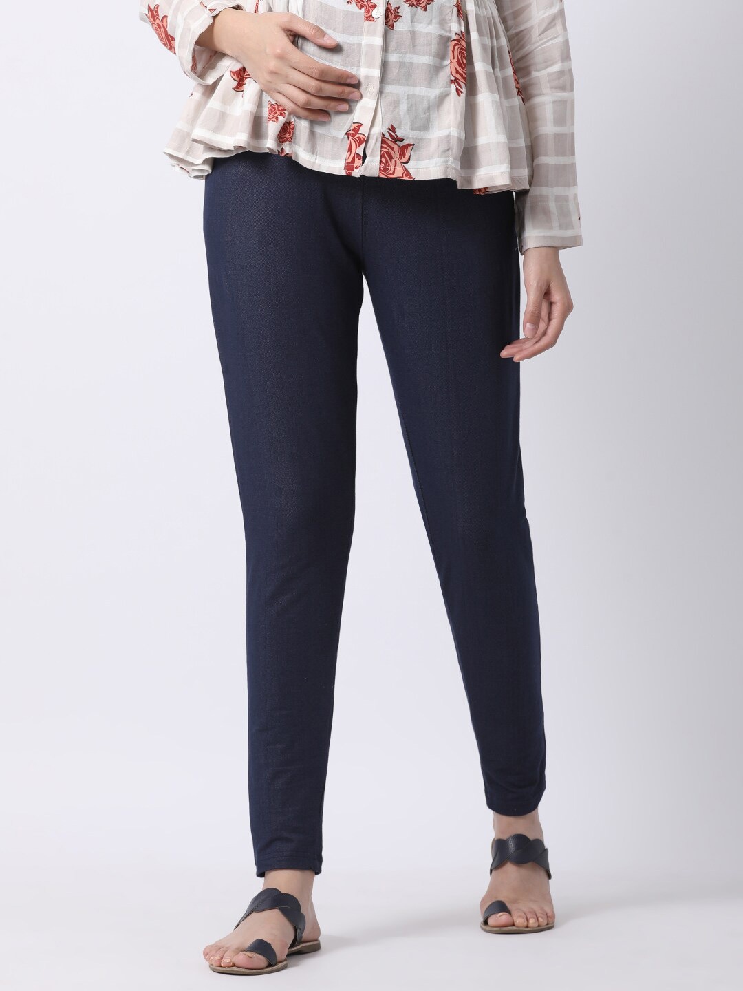 

GOLDSTROMS Women Relaxed Fit Cotton Maternity Jeggings, Navy blue
