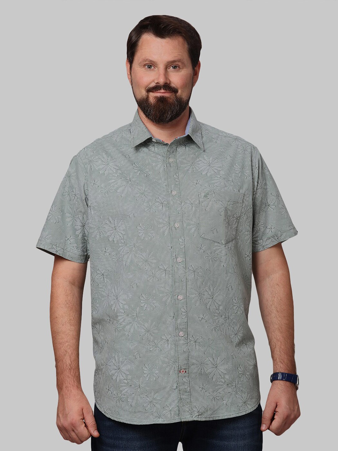 

Double Two Men Plus Size Slim Fit Floral Printed Cotton Casual Shirt, Blue