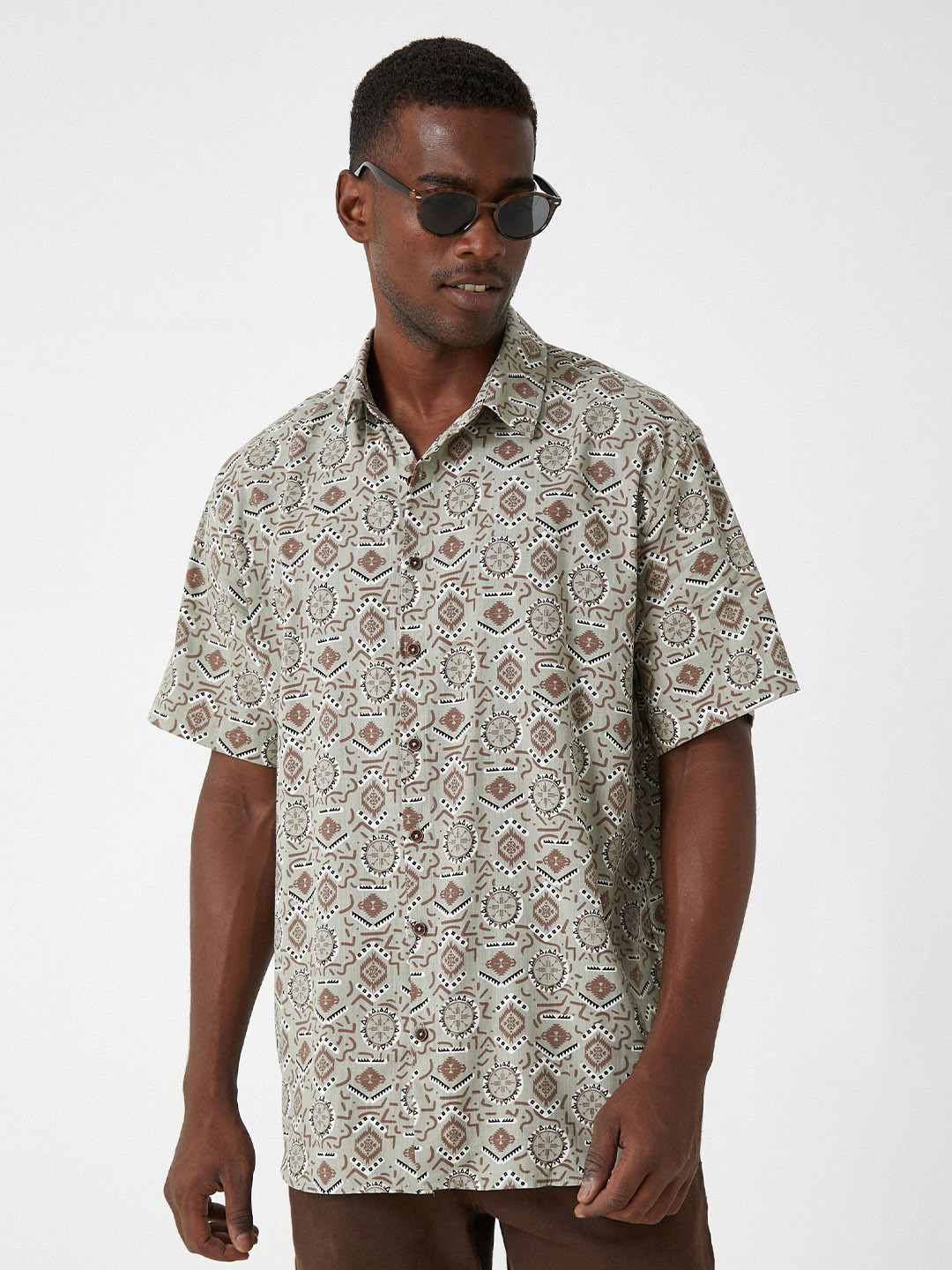 

Koton Conversational Printed Pure Cotton Casual Shirt, Taupe