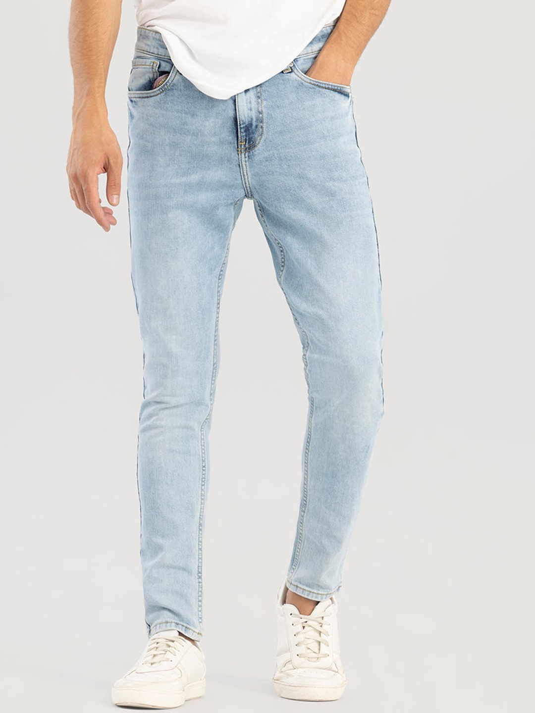 

Snitch Men Classic Skinny Fit Heavy Fade Stretchable Jeans, Blue