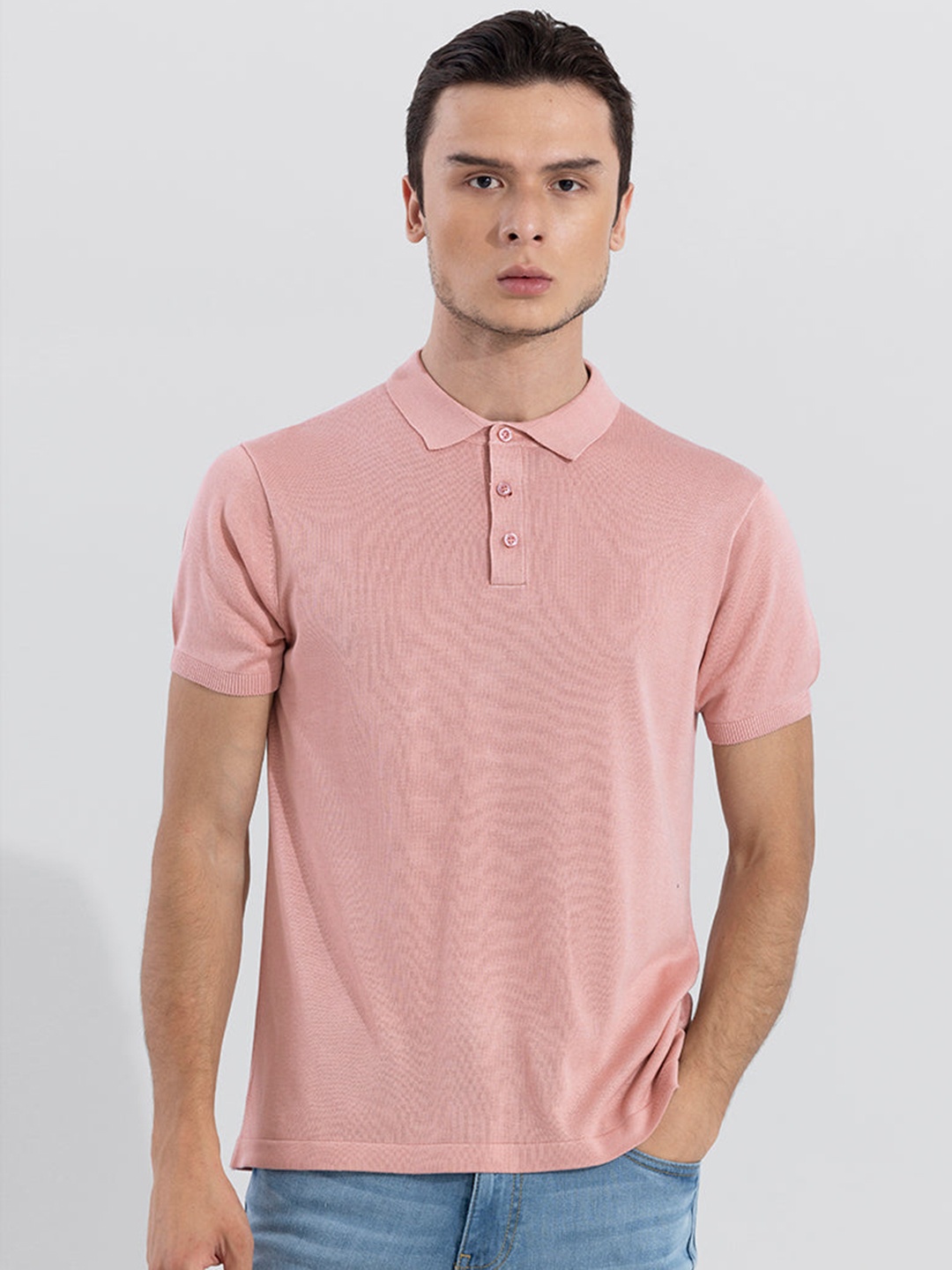 

Snitch Short Sleeves Polo Collar T-shirt, Peach