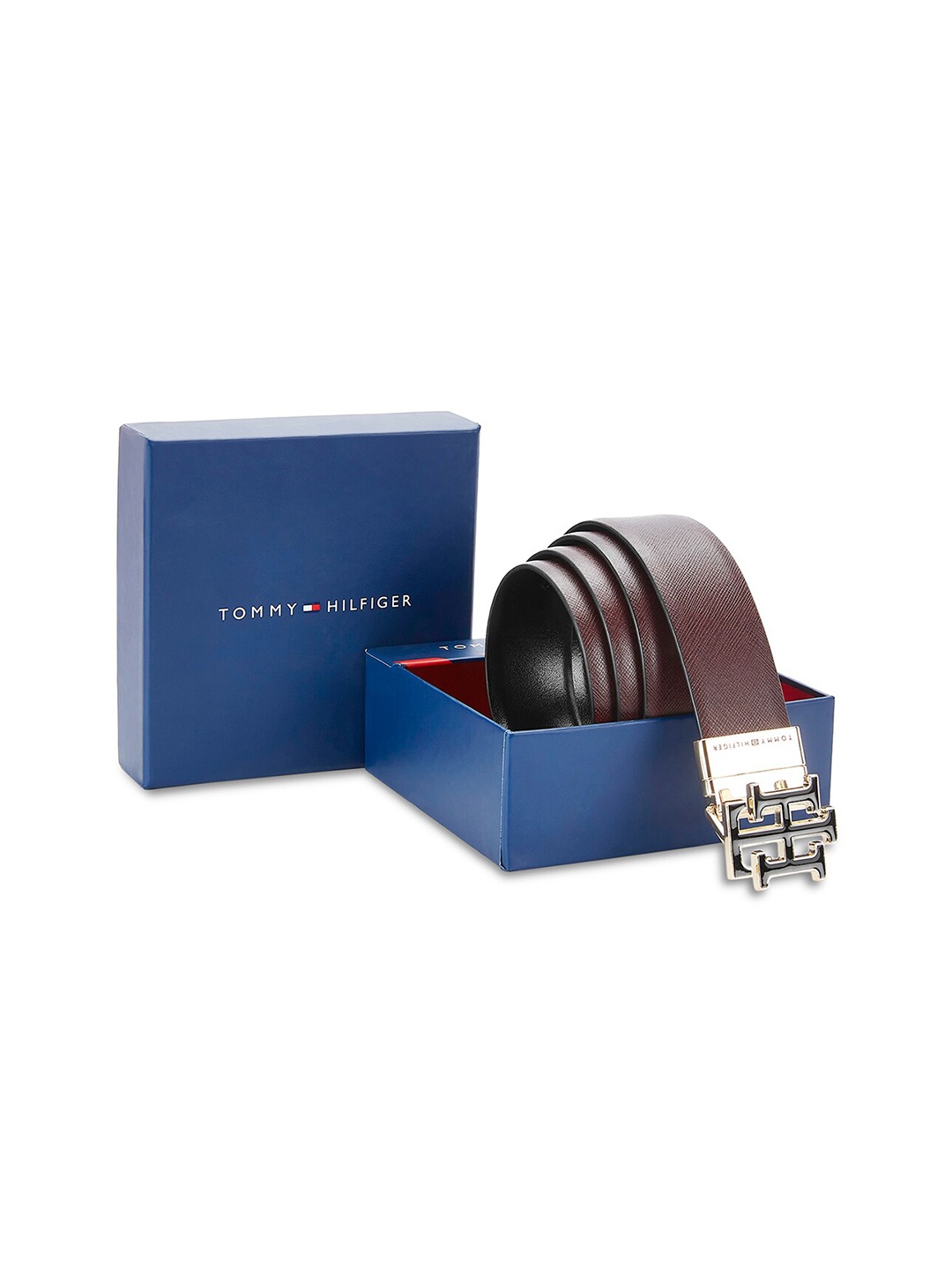 

Tommy Hilfiger Men Textured Reversible Leather Formal Belt, Brown