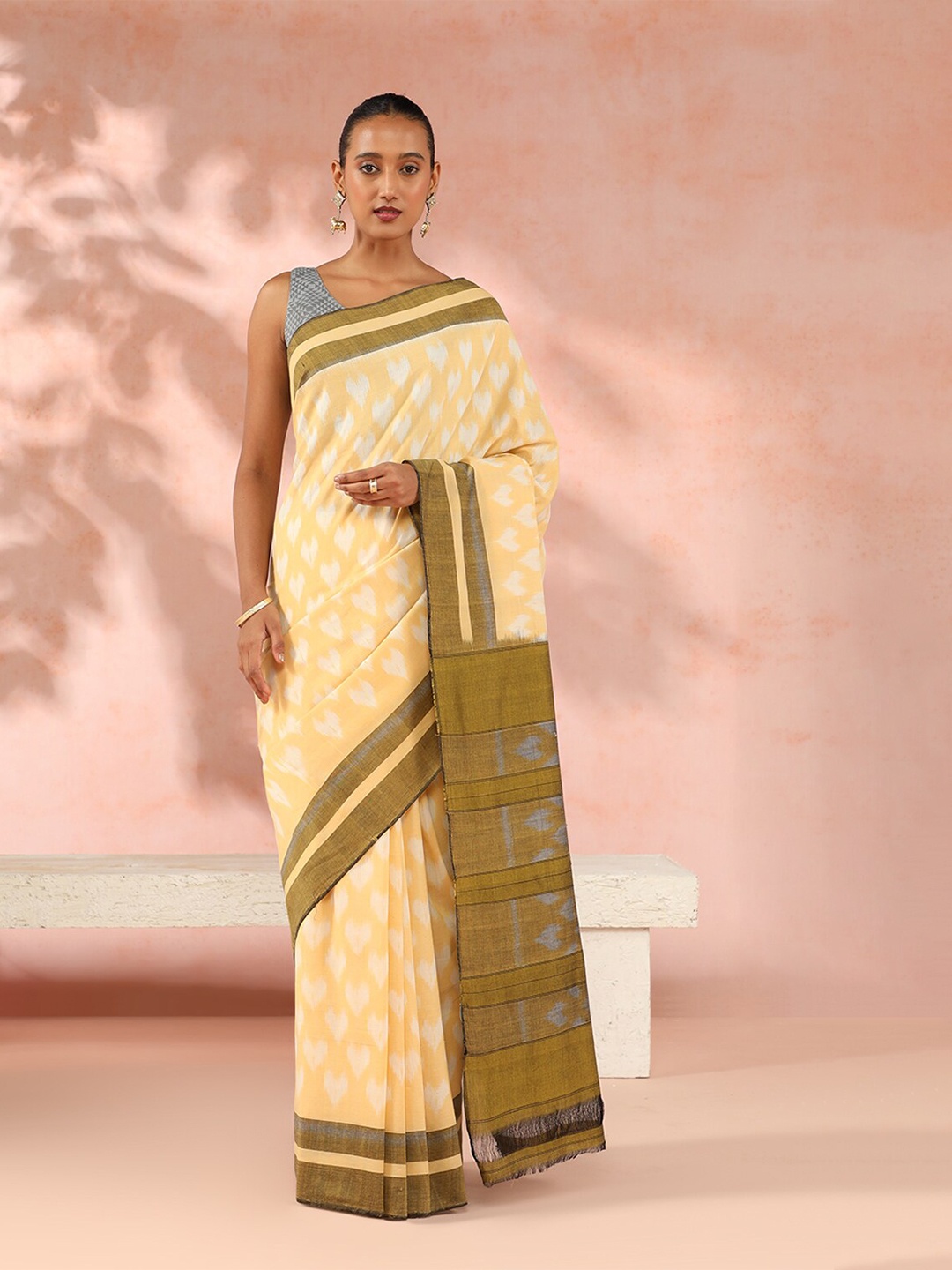 

Taneira Pure Cotton Ikat Saree, Yellow