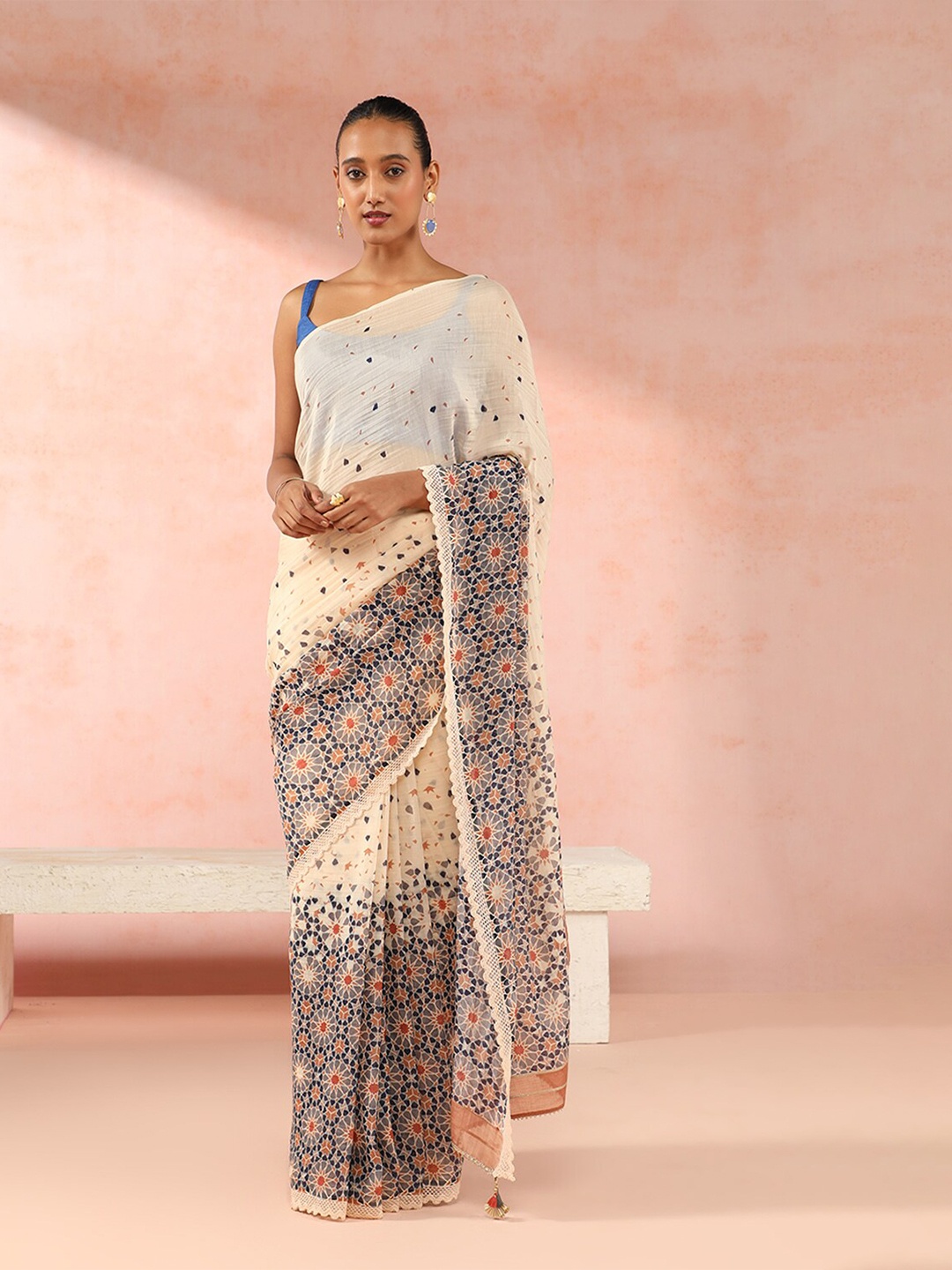 

Taneira Pure Silk Cotton Saree, Beige