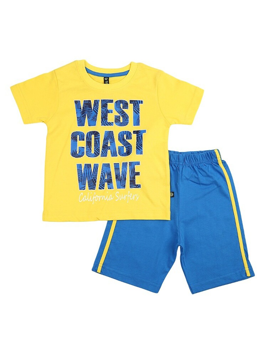 

V-Mart Boys Typography Printed Pure Cotton T-Shirt With Shorts, Yellow