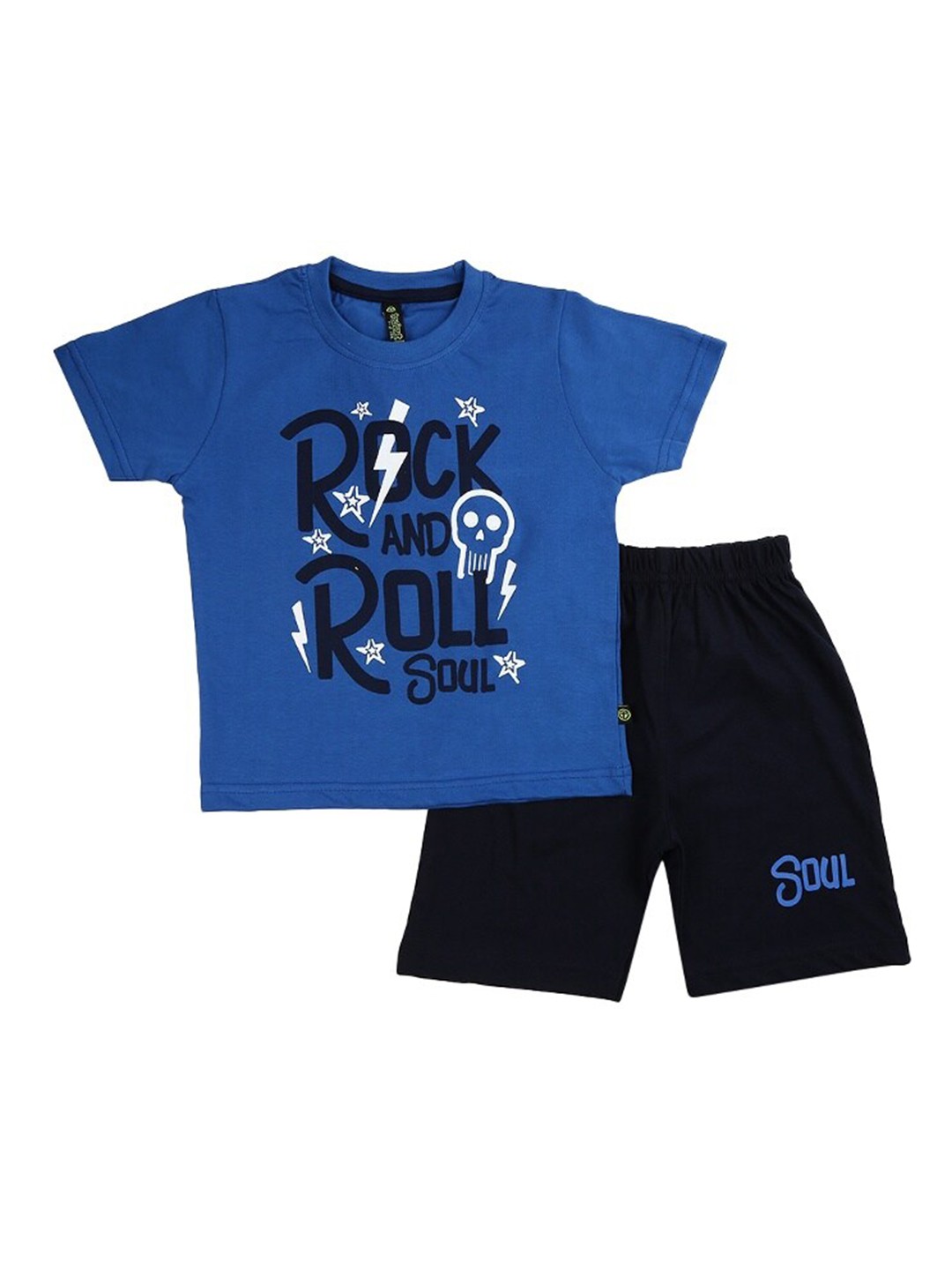 

V-Mart Boys Typography Printed Pure Cotton T-Shirt With Shorts, Blue