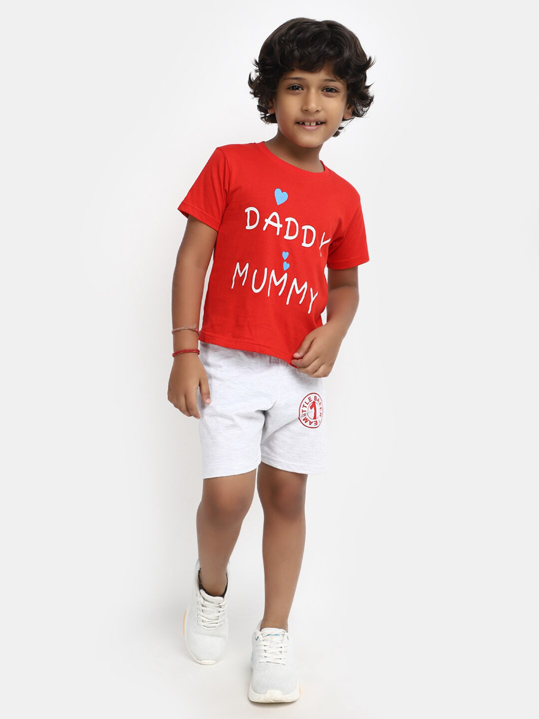 

V-Mart Boys Typography Printed Pure Cotton T-Shirt With Shorts, Red