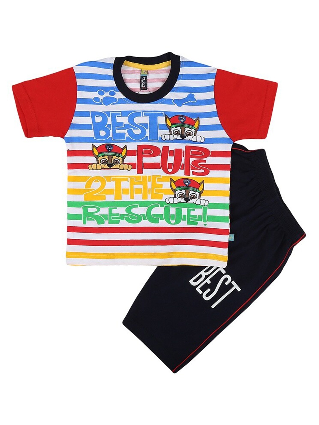 

V-Mart Boys Graphic Printed Pure Cotton T-shirt With Shorts, Red