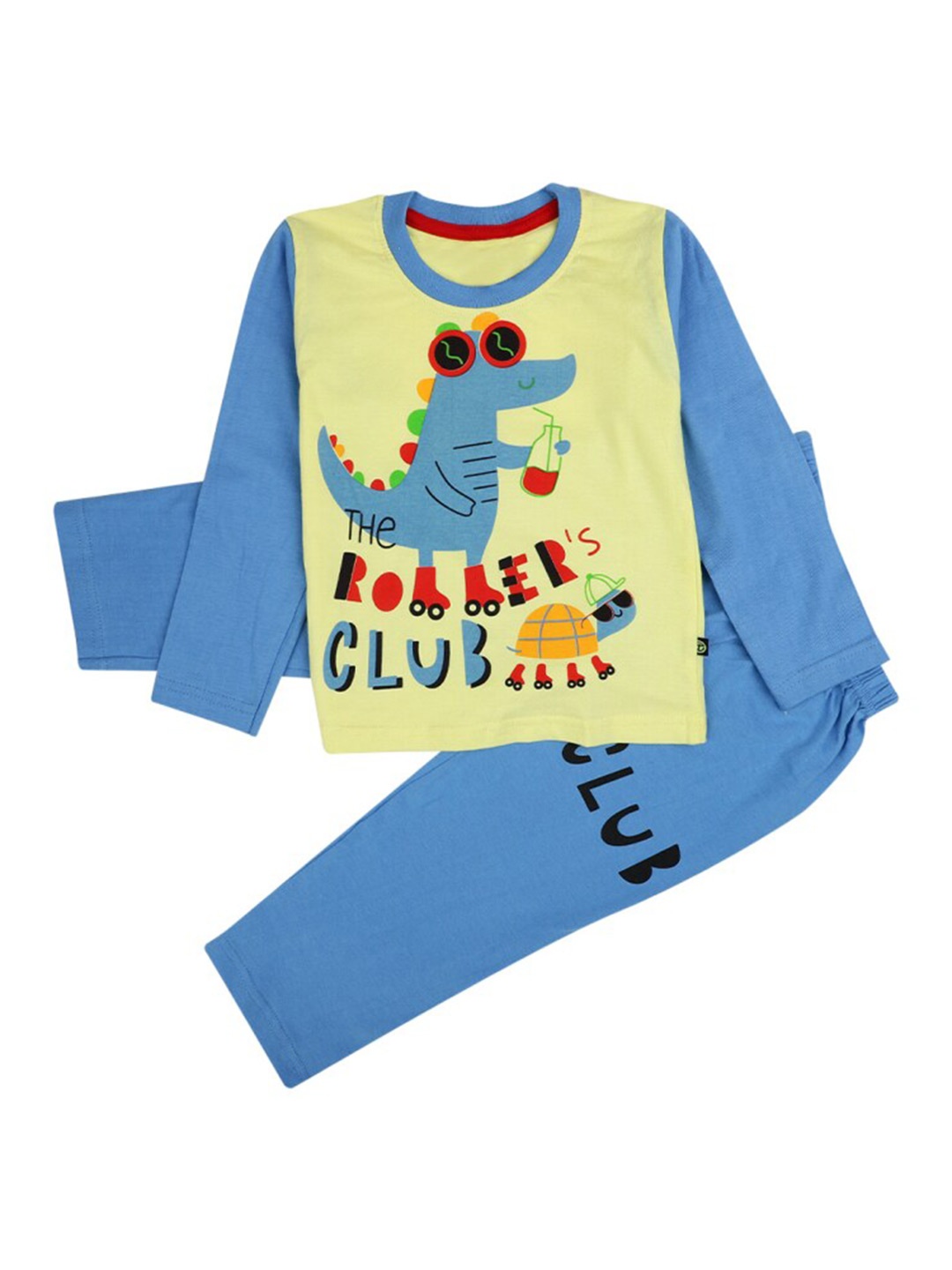 

V-Mart Kids Printed Pure Cotton T-shirt With Trousers, Yellow