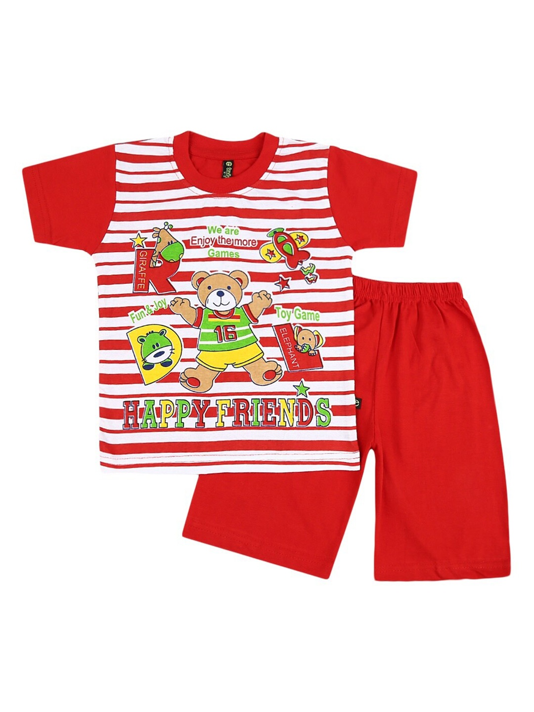 

V-Mart Kids Printed Pure Cotton T-shirt With Shorts, Red