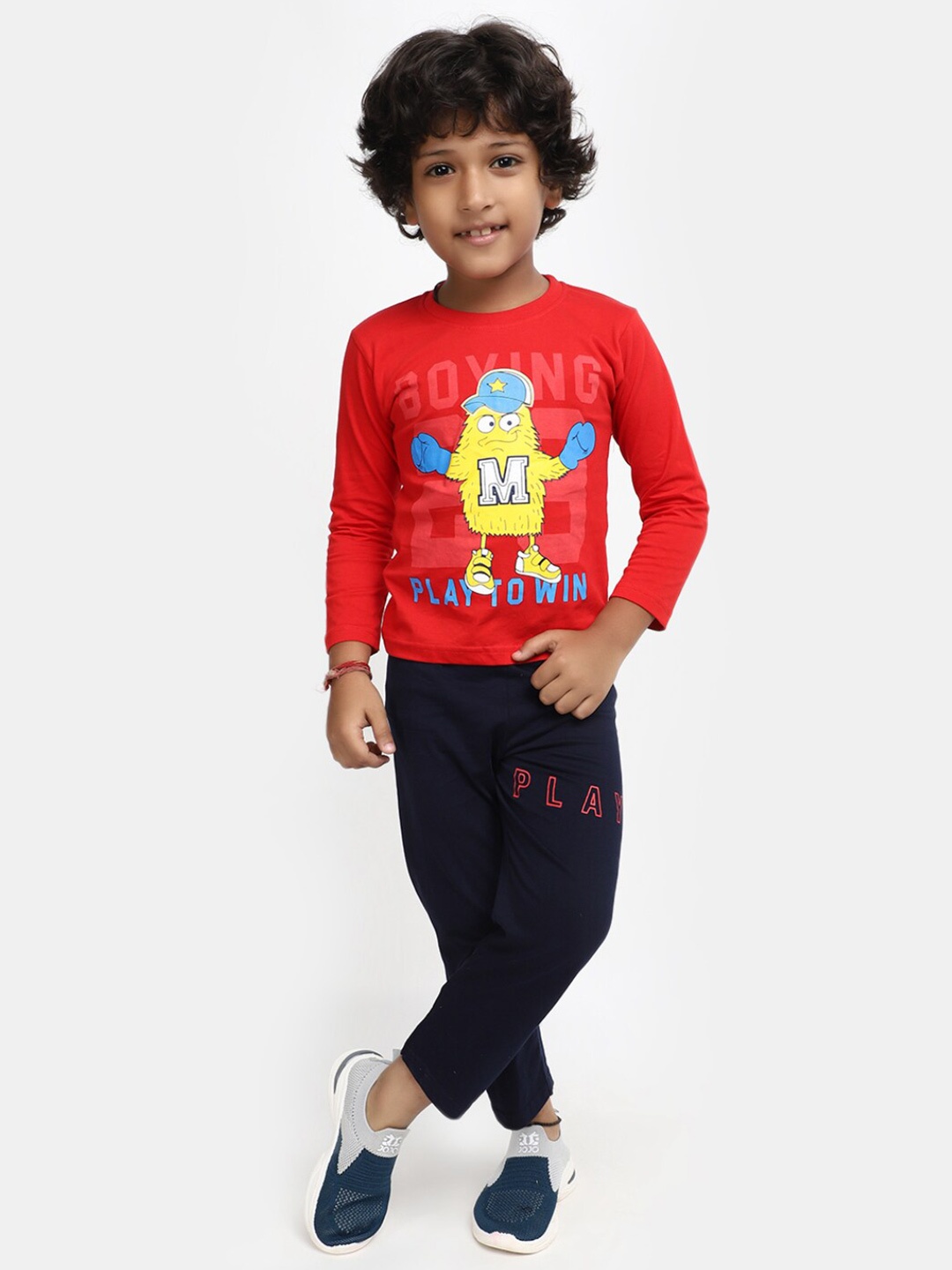 

V-Mart Boys Graphic Printed Pure Cotton T-shirt With Shorts, Red