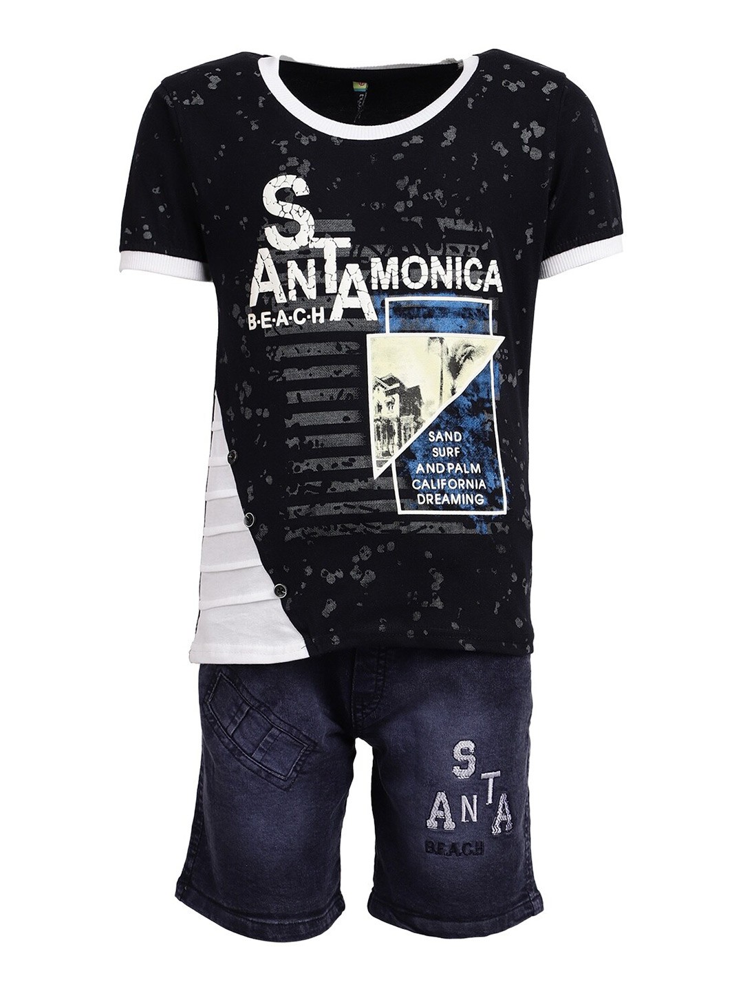 

V-Mart Kids Printed Pure Cotton T-shirt With Shorts, Blue