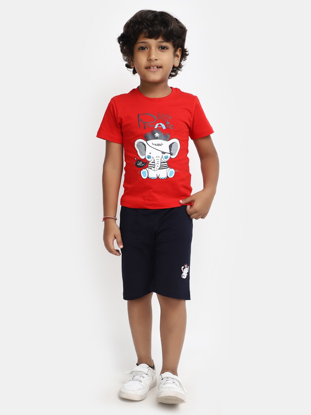 

V-Mart Kids Printed Pure Cotton T-shirt With Shorts, Red