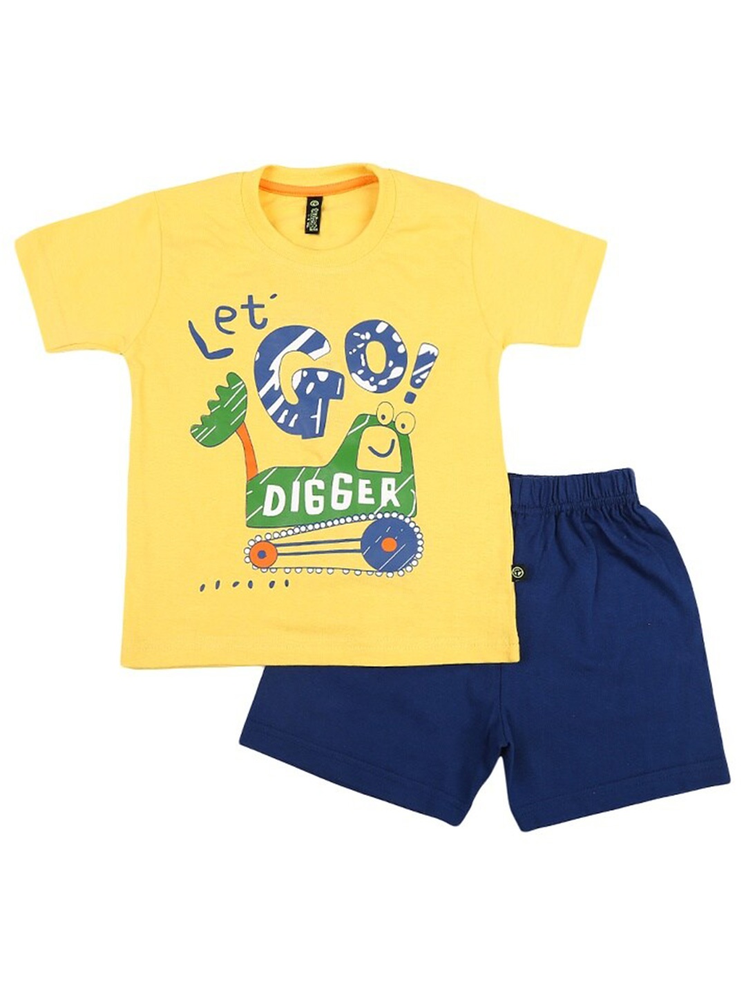

V-Mart Boys Graphic Printed Pure Cotton Top with Shorts, Yellow