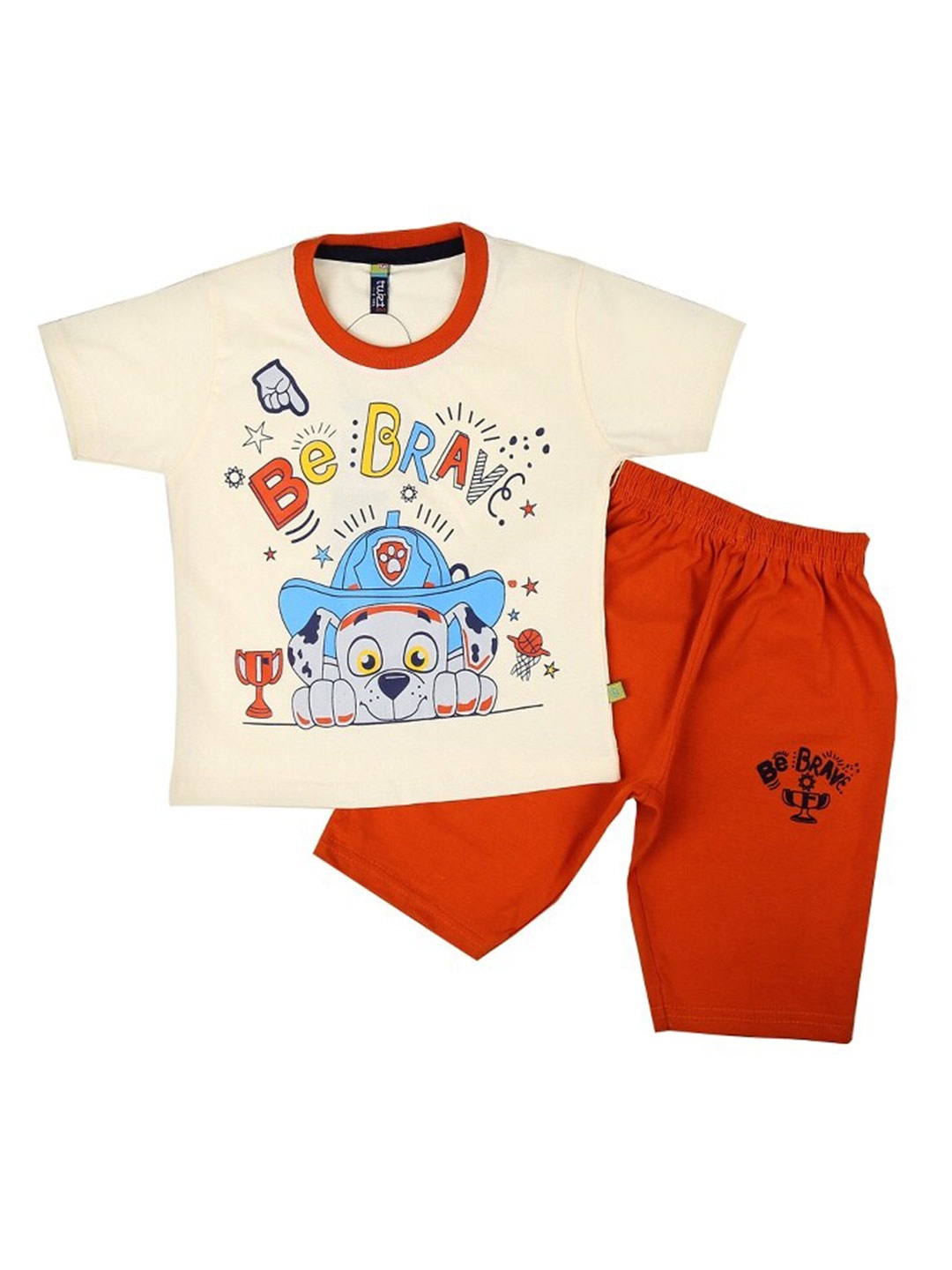 

V-Mart Boys Graphic Printed Pure Cotton T-shirt With Shorts, Cream