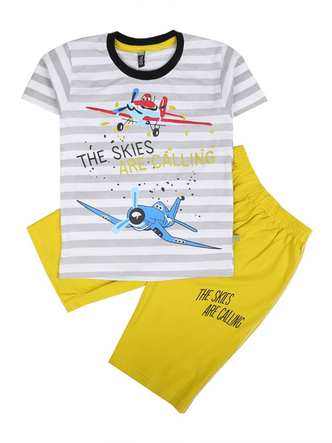 

V-Mart Boys Printed Pure Cotton T-shirt With Shorts, White