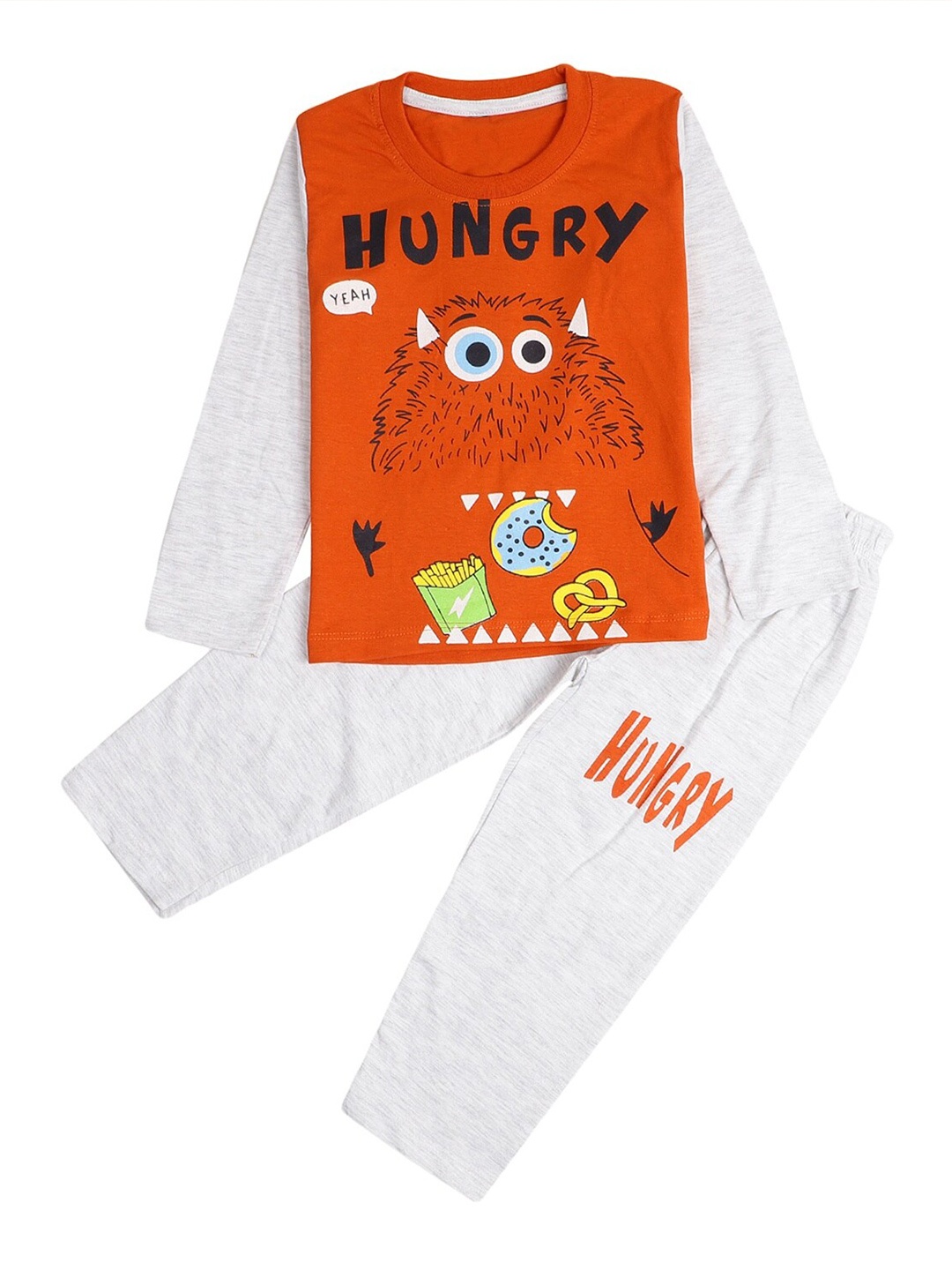 

V-Mart Boys Printed Pure Cotton T-shirt With Shorts, Orange