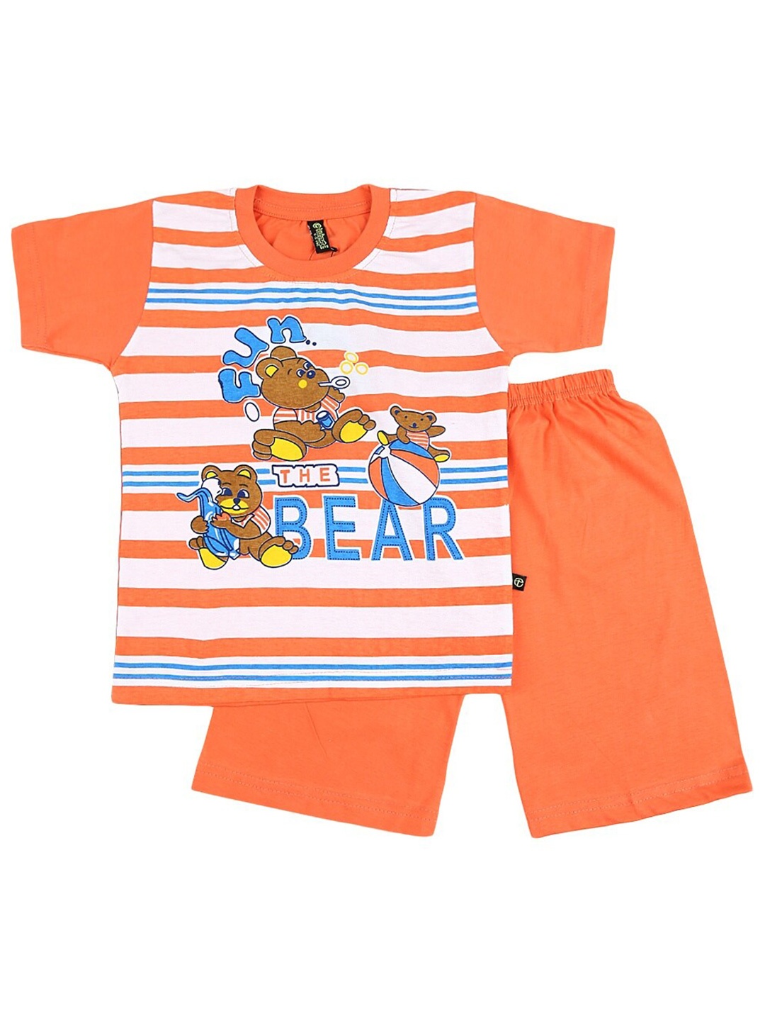 

V-Mart Kids Printed Pure Cotton T-shirt With Shorts, Orange