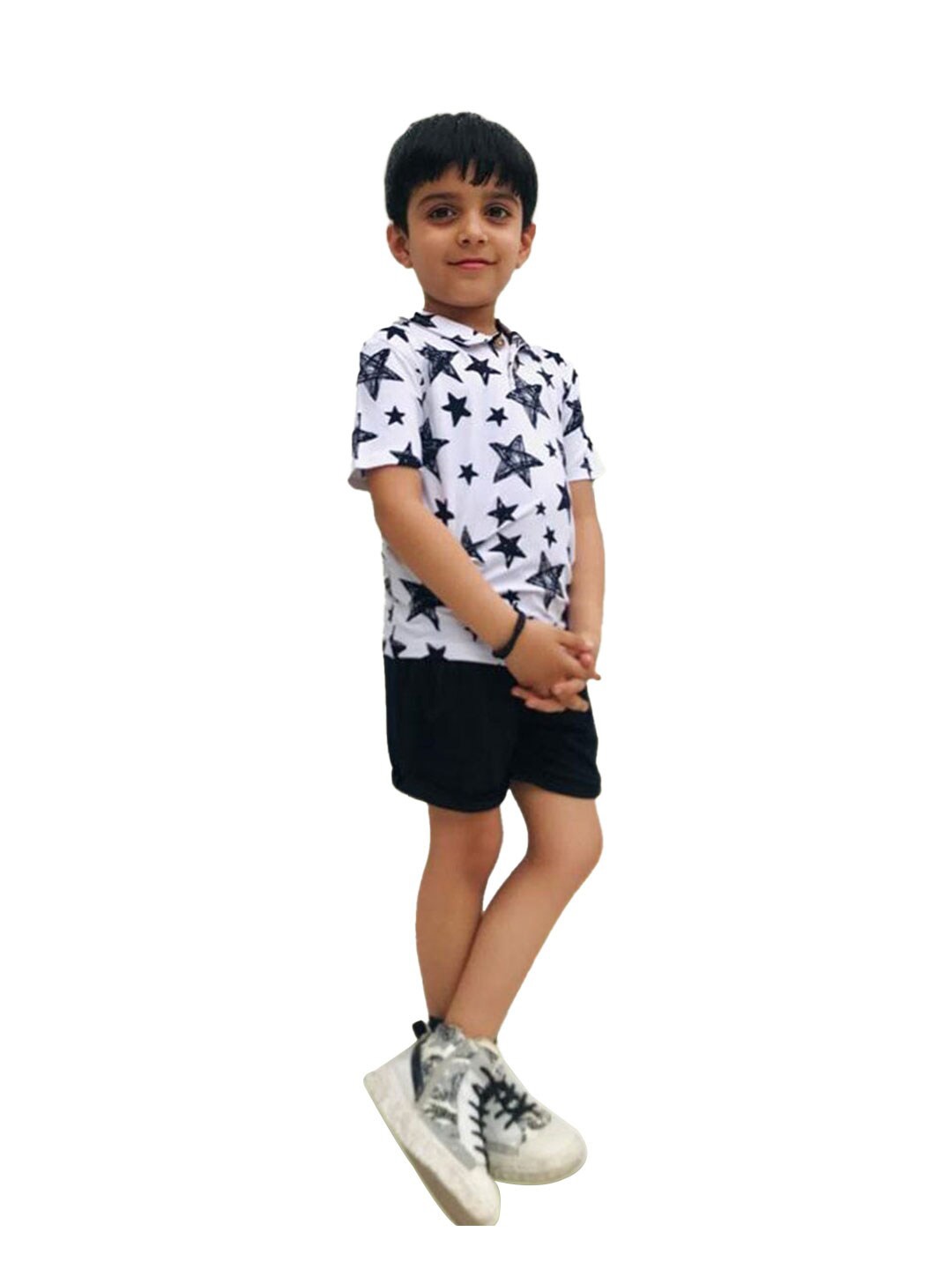 

Softsens Kids Conversational Printed T-shirt With Shorts, White