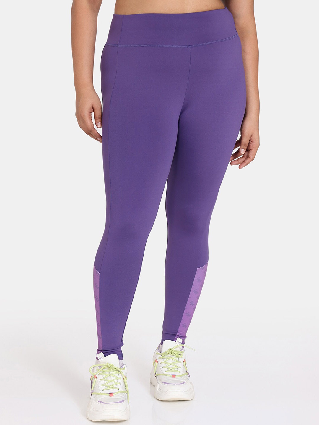 

Zelocity by Zivame Plus Size Moisture-Wicking Ankle Length Training Tights, Purple