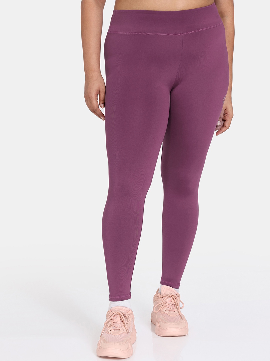 

Zelocity by Zivame Plus Size Moisture-Wicking Ankle-Length Gym Tights, Purple