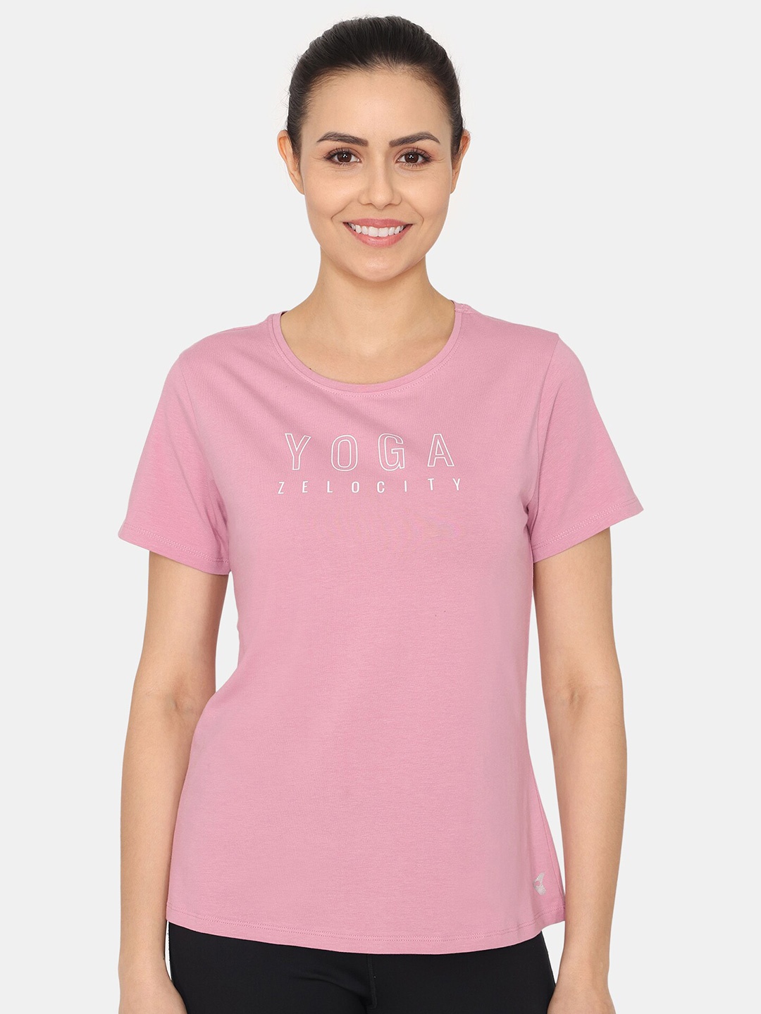 

Zelocity by Zivame Typography Printed Round Neck T-Shirt, Pink