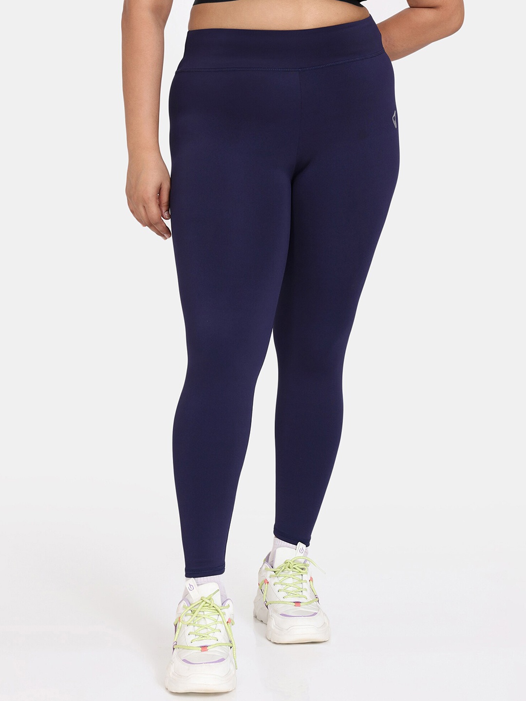 

Zelocity by Zivame Plus Size Moisture-Wicking Ankle Length Training Tights, Blue