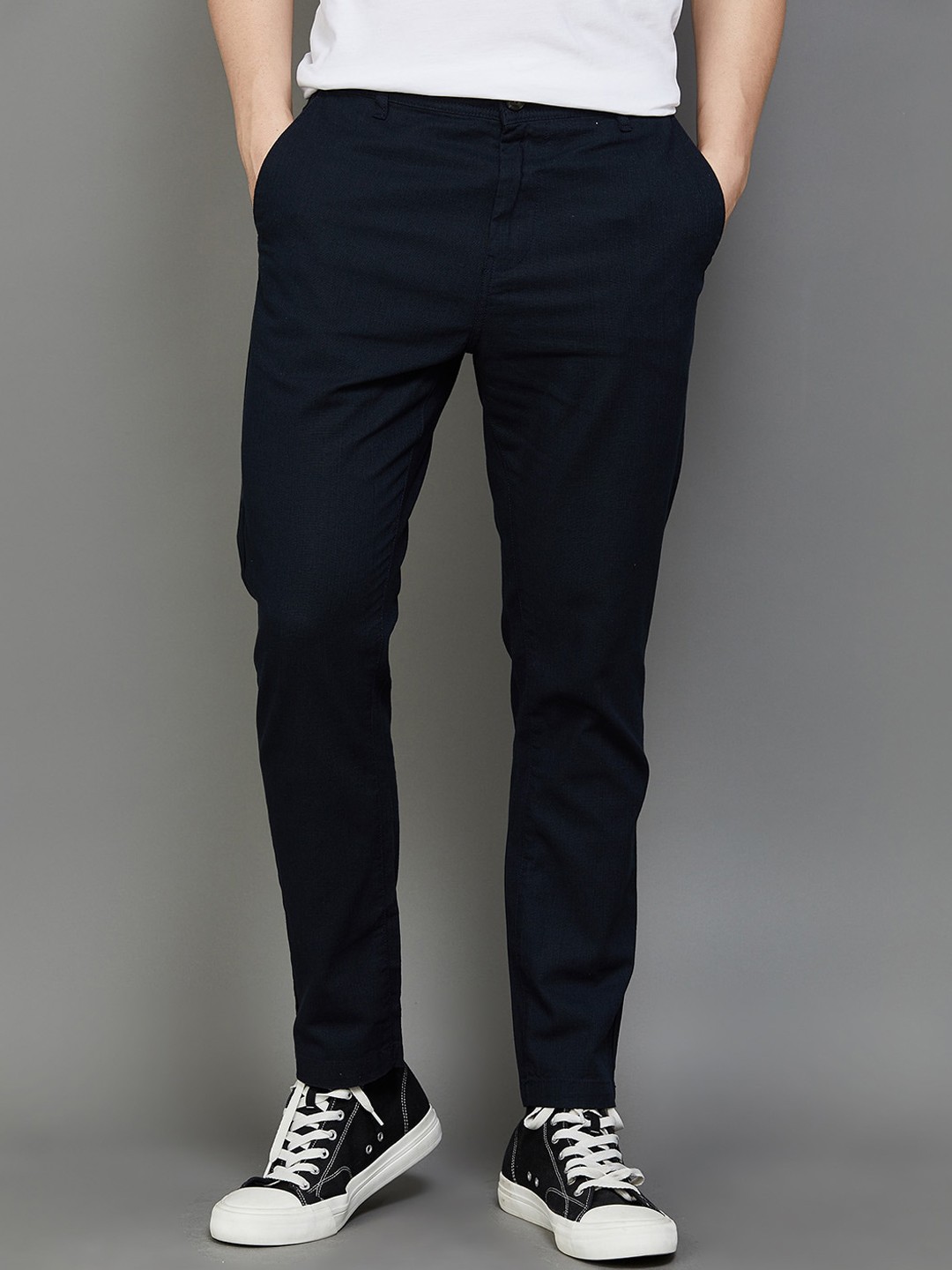 

Fame Forever by Lifestyle Men Mid-Rise Tapered Fit Trousers, Blue