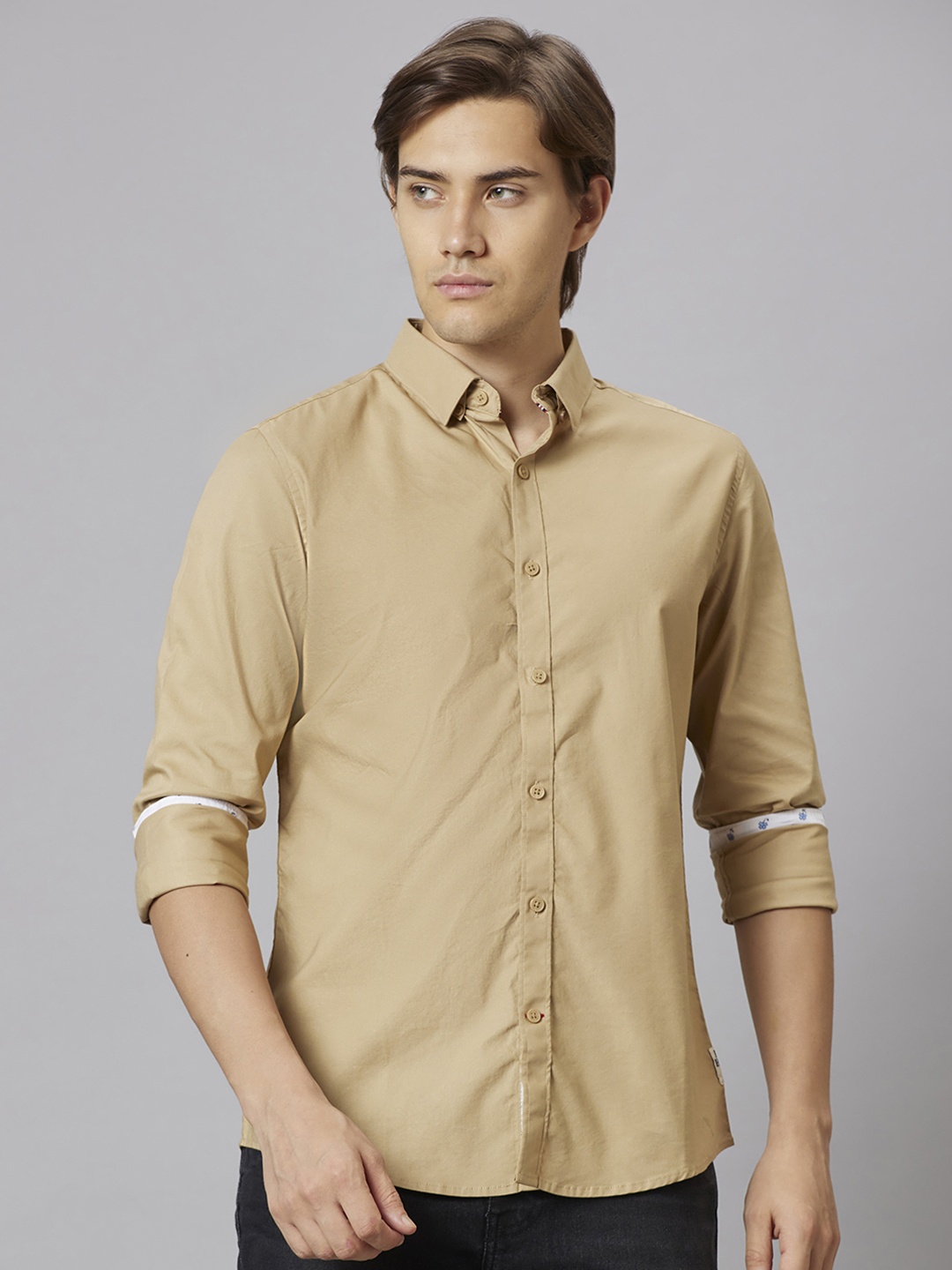 

Being Human Men Beige Slim Fit Opaque Casual Shirt