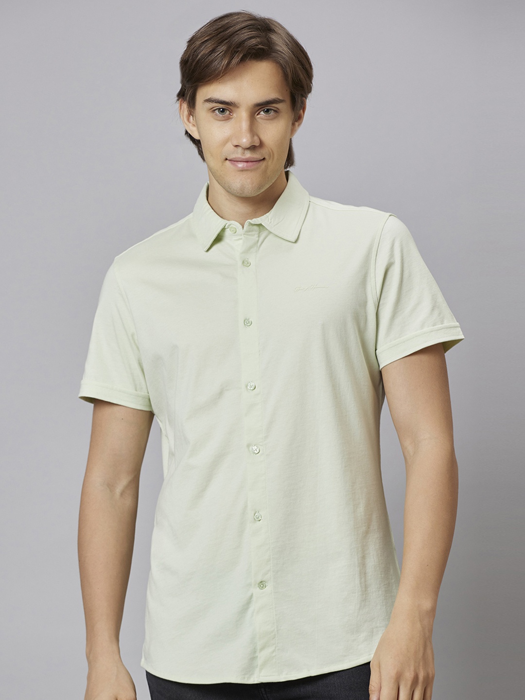 

Being Human Spread Collar Slim Fit Casual Shirt, Green