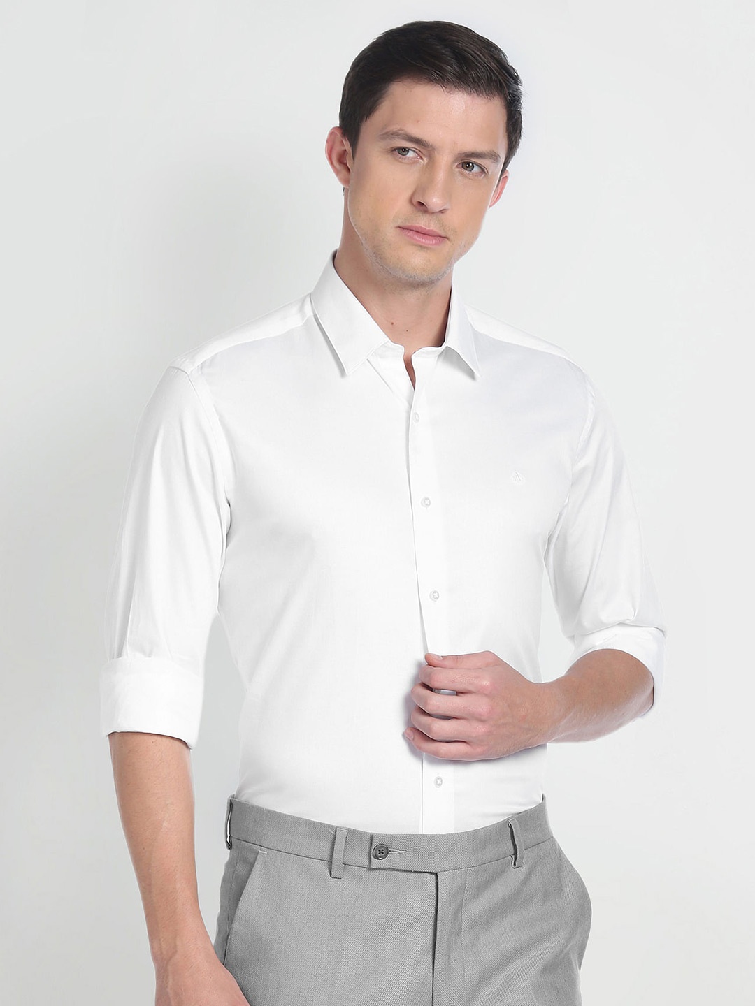 

Arrow New York Slim Fit Spread Collar Twill Formal Shirt, White