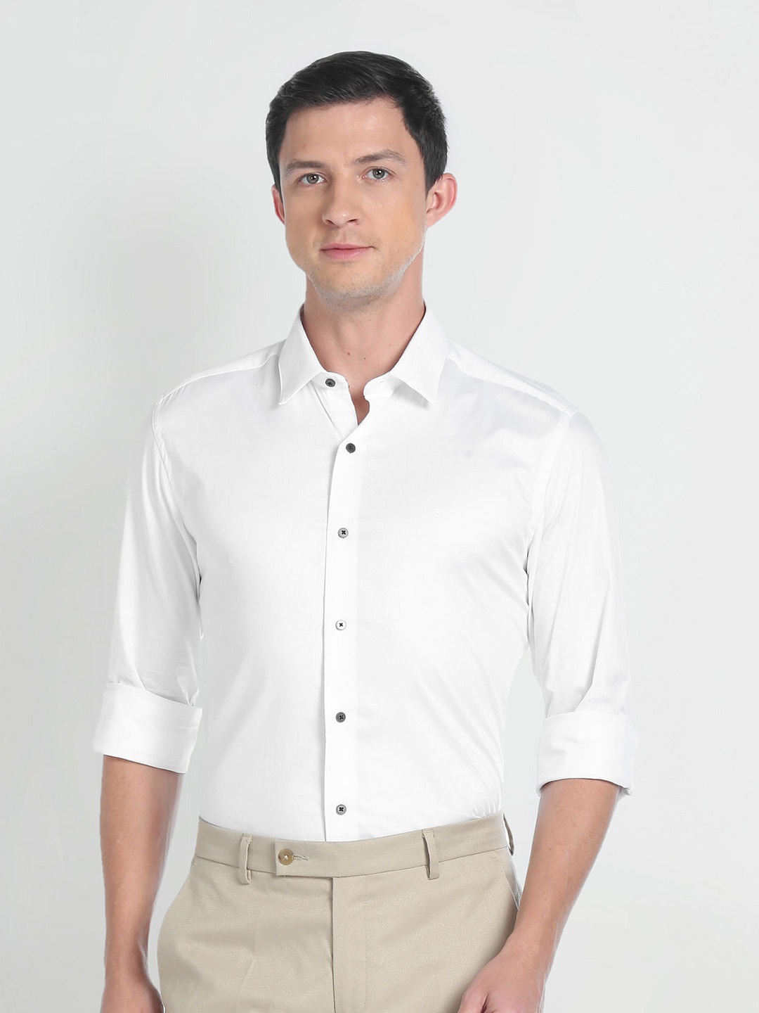 

Arrow New York Slim Fit Spread Collar Twill Formal Shirt, White