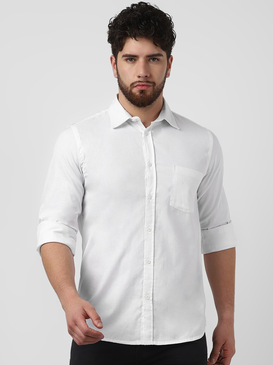 

UrbanMark Standard Slim Fit Cotton Casual Shirt, White
