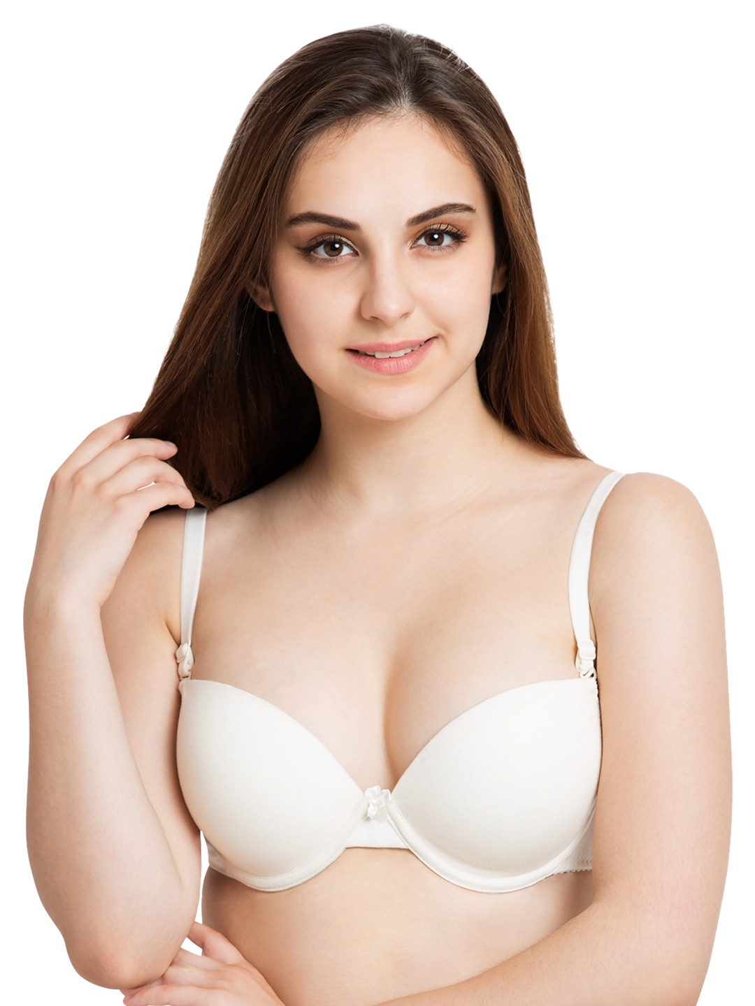 

Tweens Off-White Solid Underwired Heavily Padded Balconette Bra TW_2602OFFW