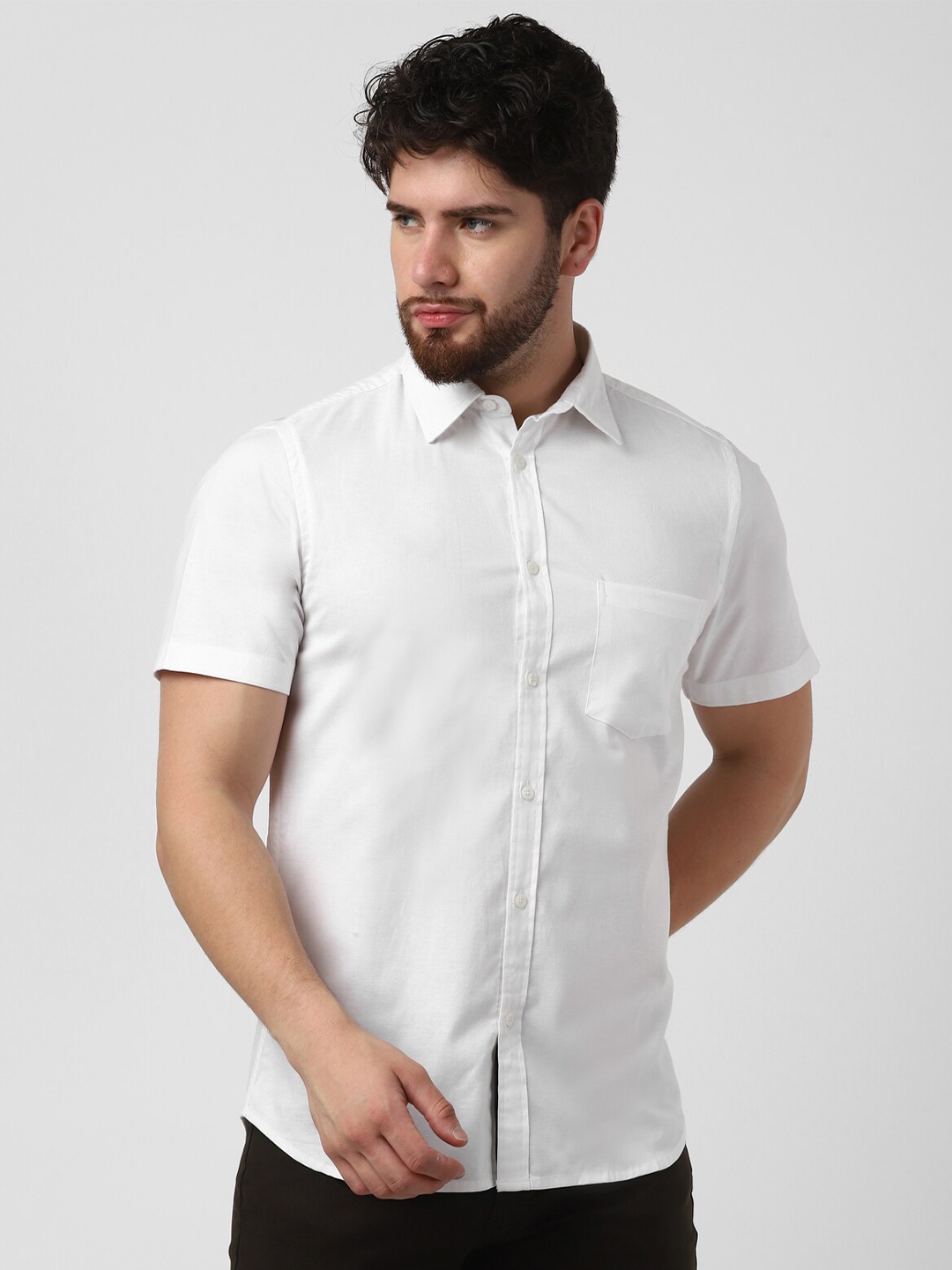 

UrbanMark Standard Slim Fit Pure Cotton Casual Shirt, White