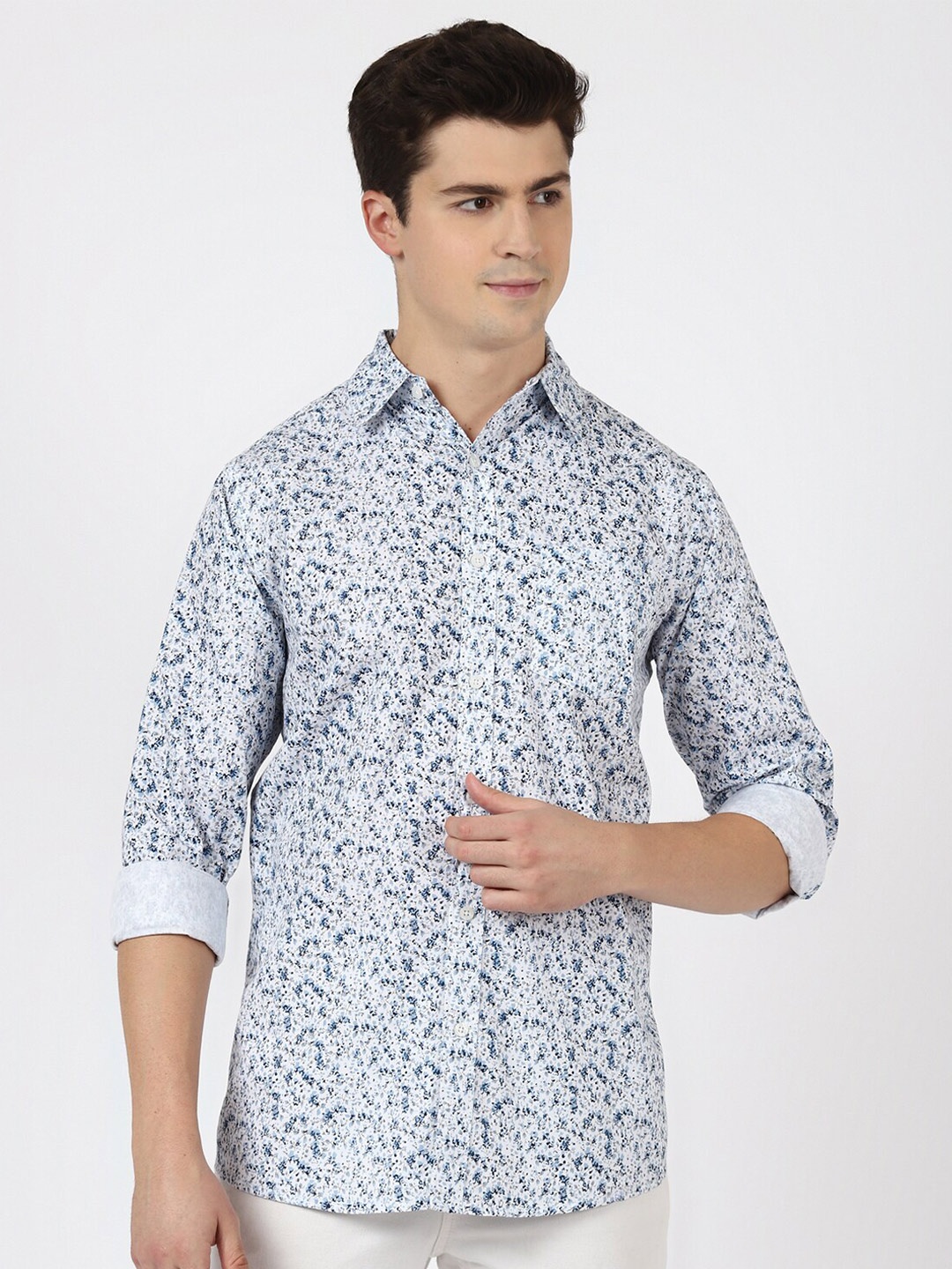 

UrbanMark Standard Floral Printed Pure Cotton Casual Shirt, White