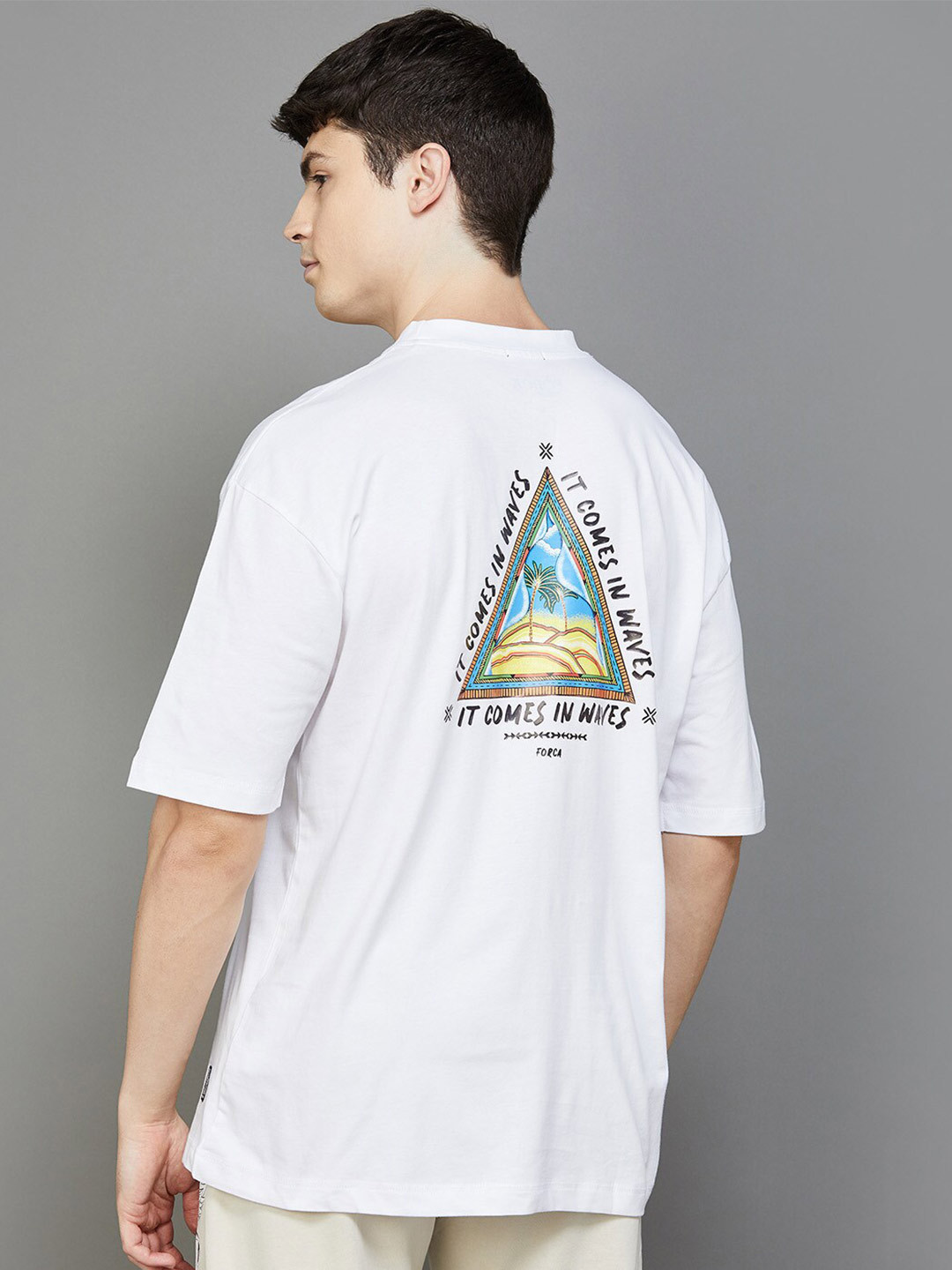 

Forca by Lifestyle Graphic Printed Cotton Slim Fit T-shirt, White