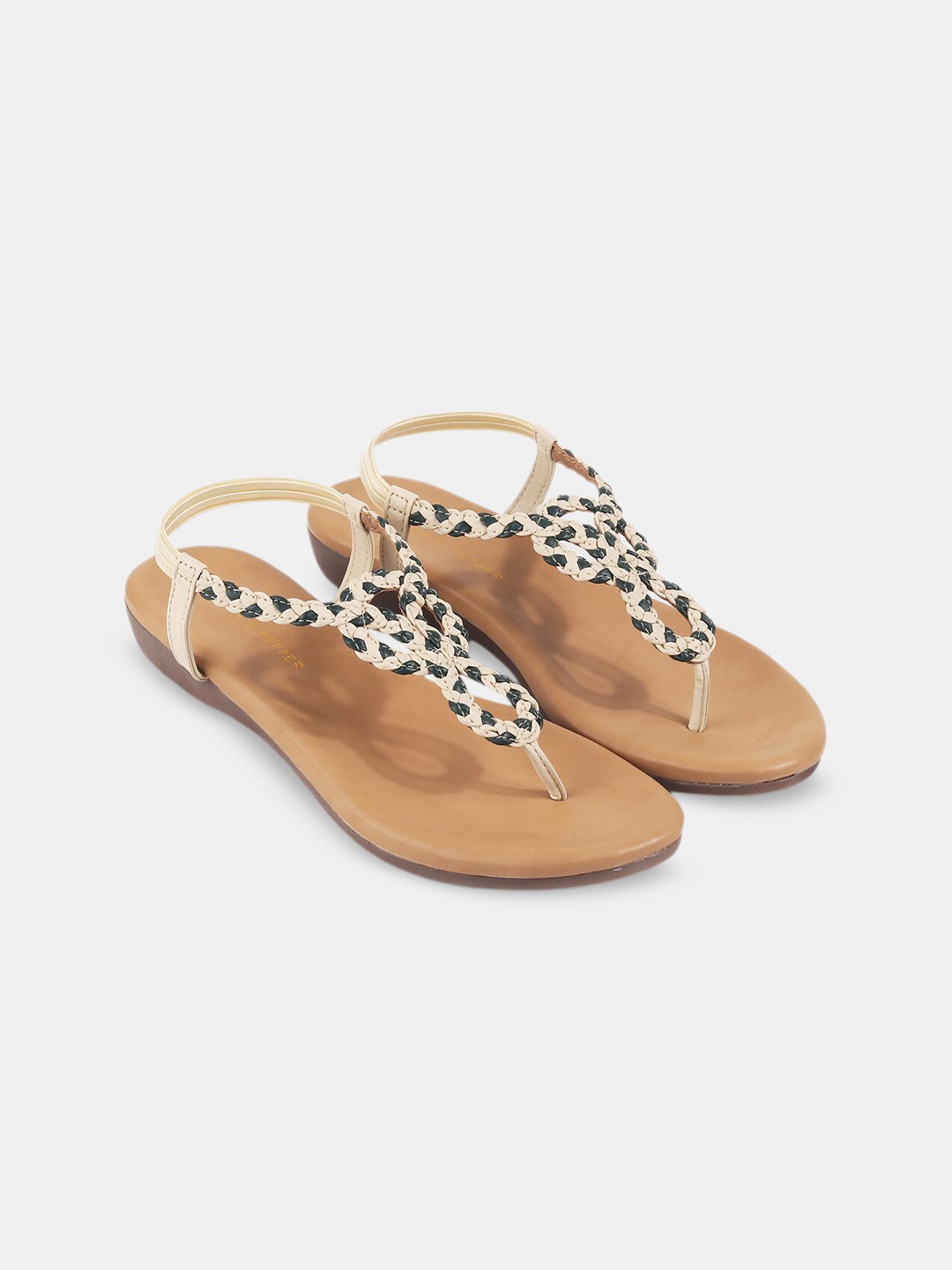 

LEMON & PEPPER Printed T-Strap Flats, Green