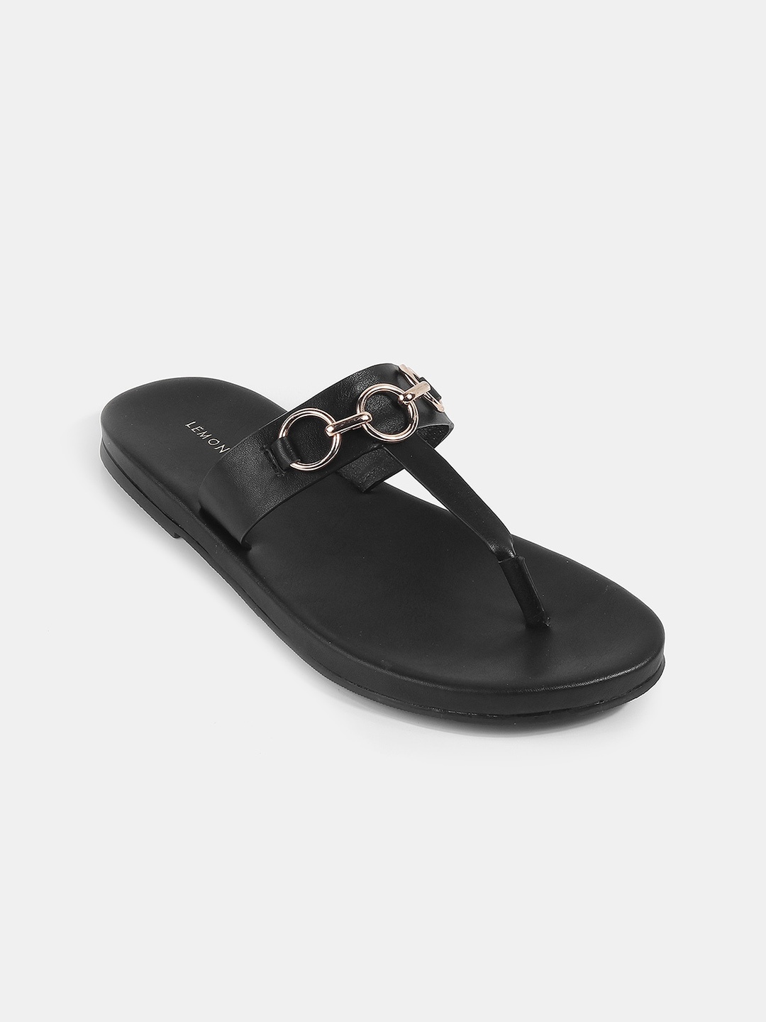

LEMON & PEPPER Embellished T-Strap Flats, Black